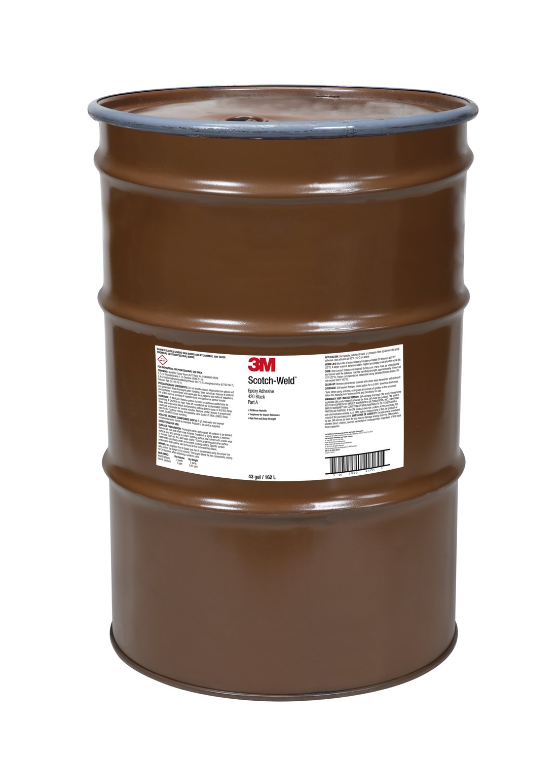 7010365967 - 3M Scotch-Weld Epoxy Adhesive 420, Black, Part A, 55 Gallon (43 Gallon
Net), Drum