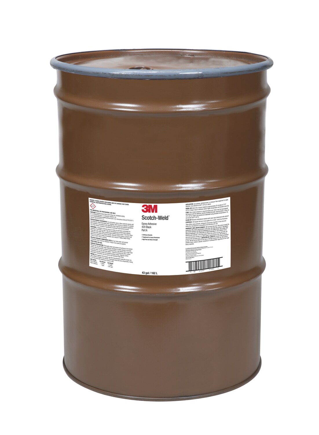 7100318607 - 3M Scotch-Weld Epoxy Adhesive 420, Black, Part A, 55 Gallon (43 Gallon Net), Drum