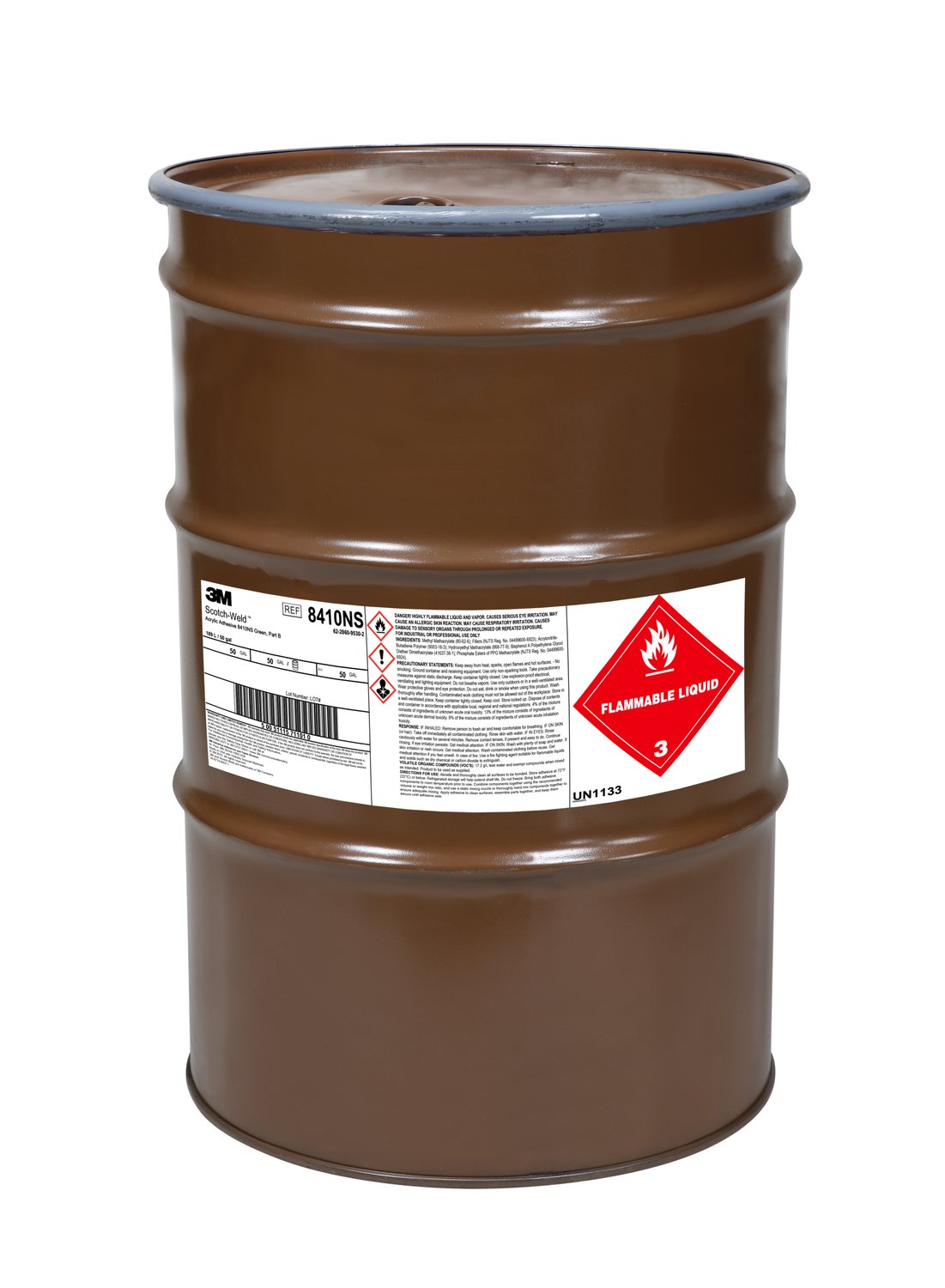 7100084532 - 3M Scotch-Weld Acrylic Adhesive 8410NS, Green, Part B, 55 Gallon (50 Gallon Net), Drum