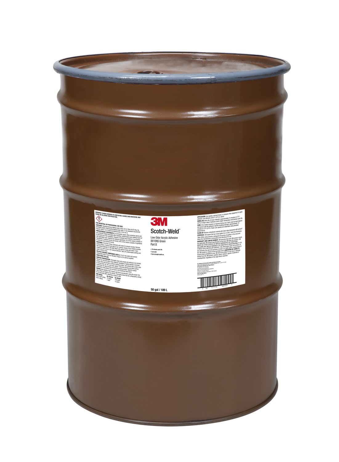 7100097626 - 3M Scotch-Weld Low Odor Acrylic Adhesive 8810NS Green, Part B, 55 Gallon (50 Gallon Net), Drum