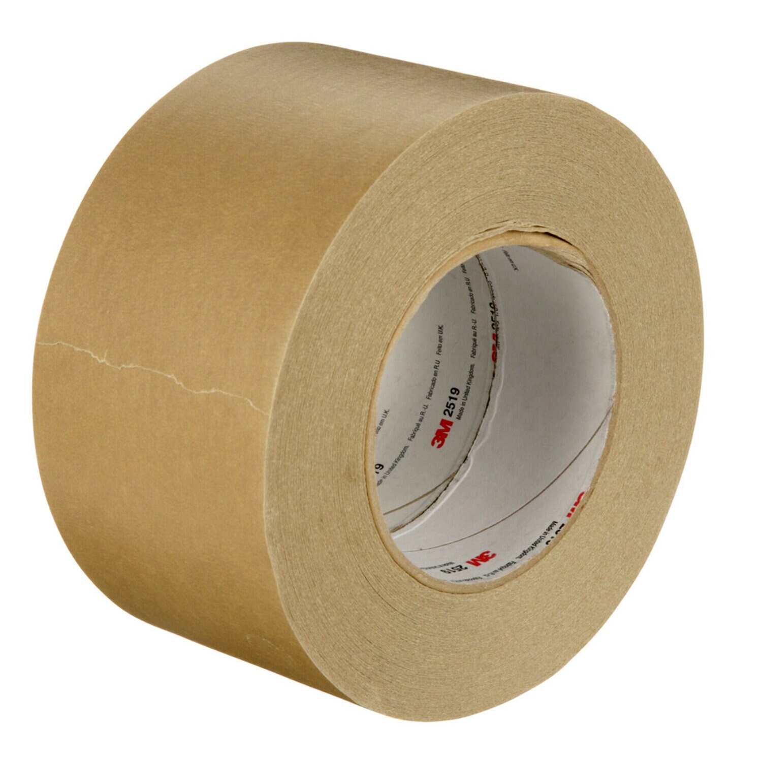 7100243536, 3M High Performance Flatback Tape 2519, Tan, 72 mm x 55 m, (3  Roll/Pack) 12 Roll/Case, Aircraft products, paper-tapes