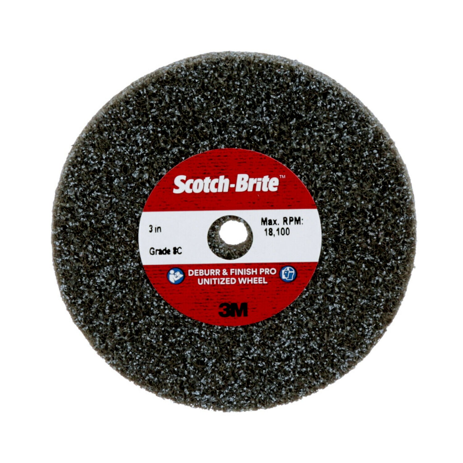 7100251899 - Scotch-Brite Deburr & Finish PRO Unitized Wheel, DP-UW, 8C Medium+, 3 in x 1/2 in x 3/8 in, 20 ea/Case