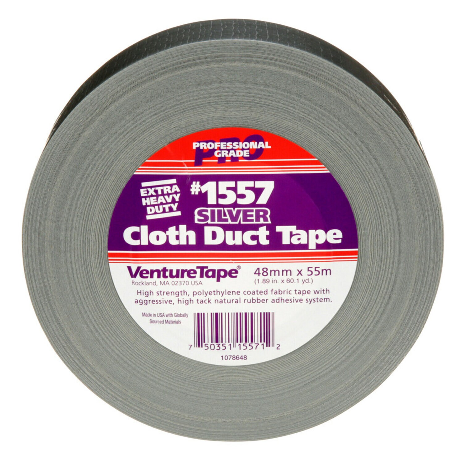 7100043944 - 3M Venture Tape Extreme Cloth Duct Tape 1557, Silver, 48 mm x 55 m (1.88 in x 60.1 yd), 24/Case