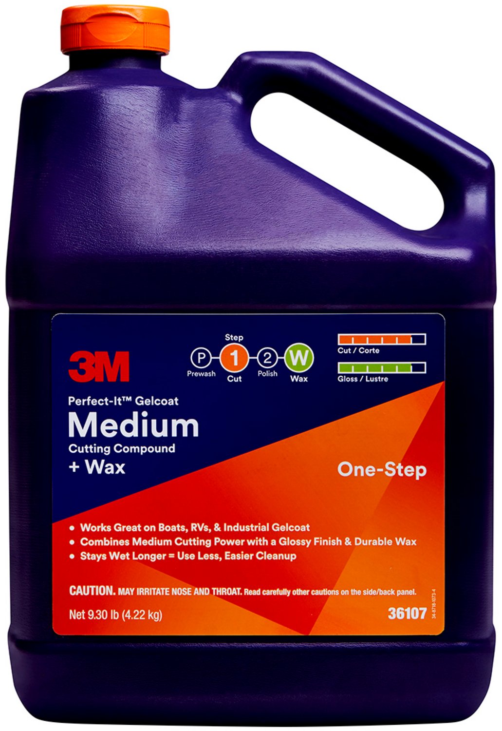 7100210893 - 3M Perfect-It Gelcoat Medium Cutting Compound + Wax, 36107, 1 gallon (9.3 lb), 4 per case