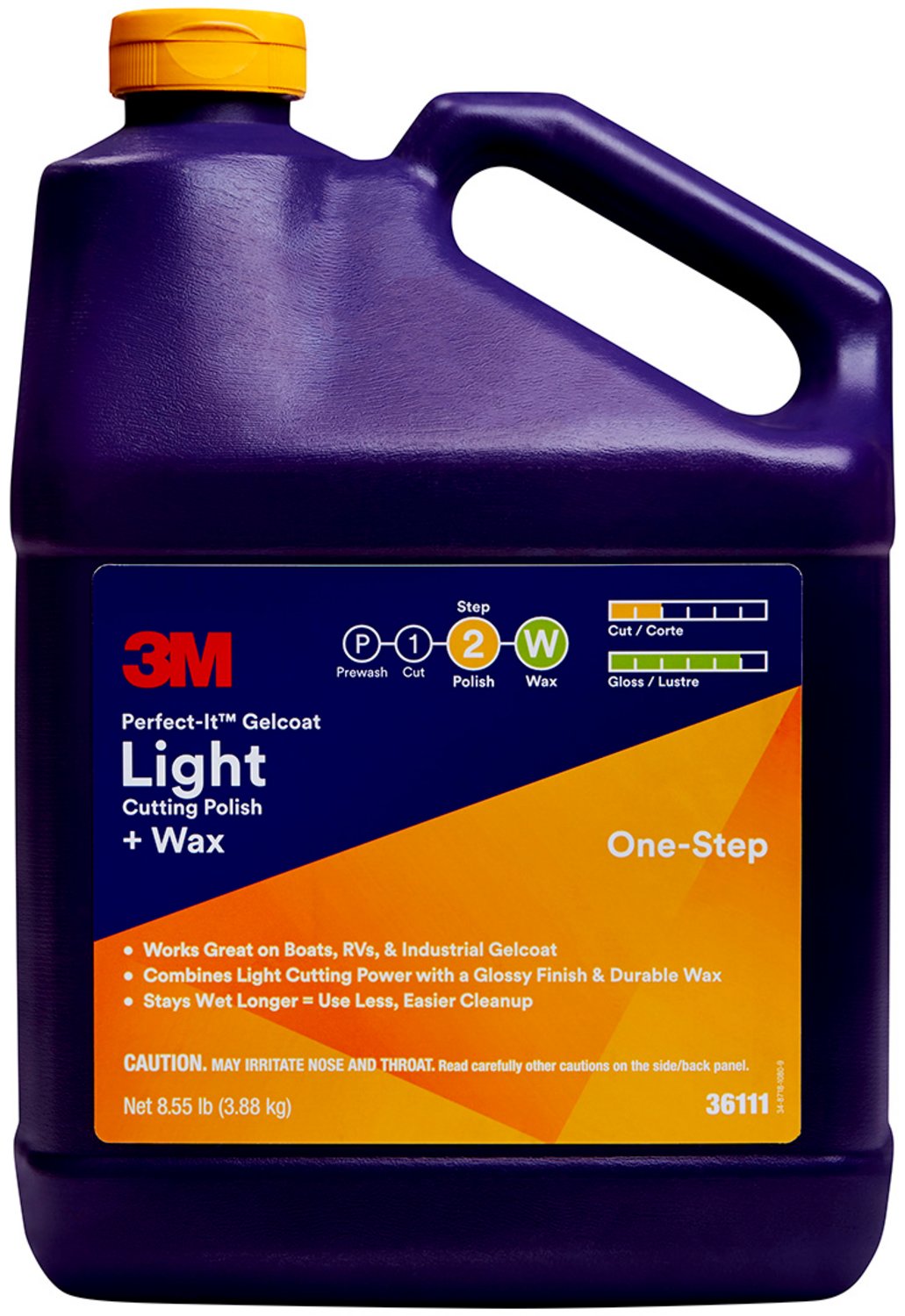 7100210708 - 3M Perfect-It Gelcoat Light Cutting Polish + Wax, 36111, 1 gallon (3.6 L), 4 per case