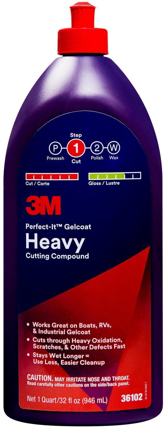 7100210895 - 3M Perfect-It Gelcoat Heavy Cutting Compound, 36102, 1 quart (946 mL), 6 per case