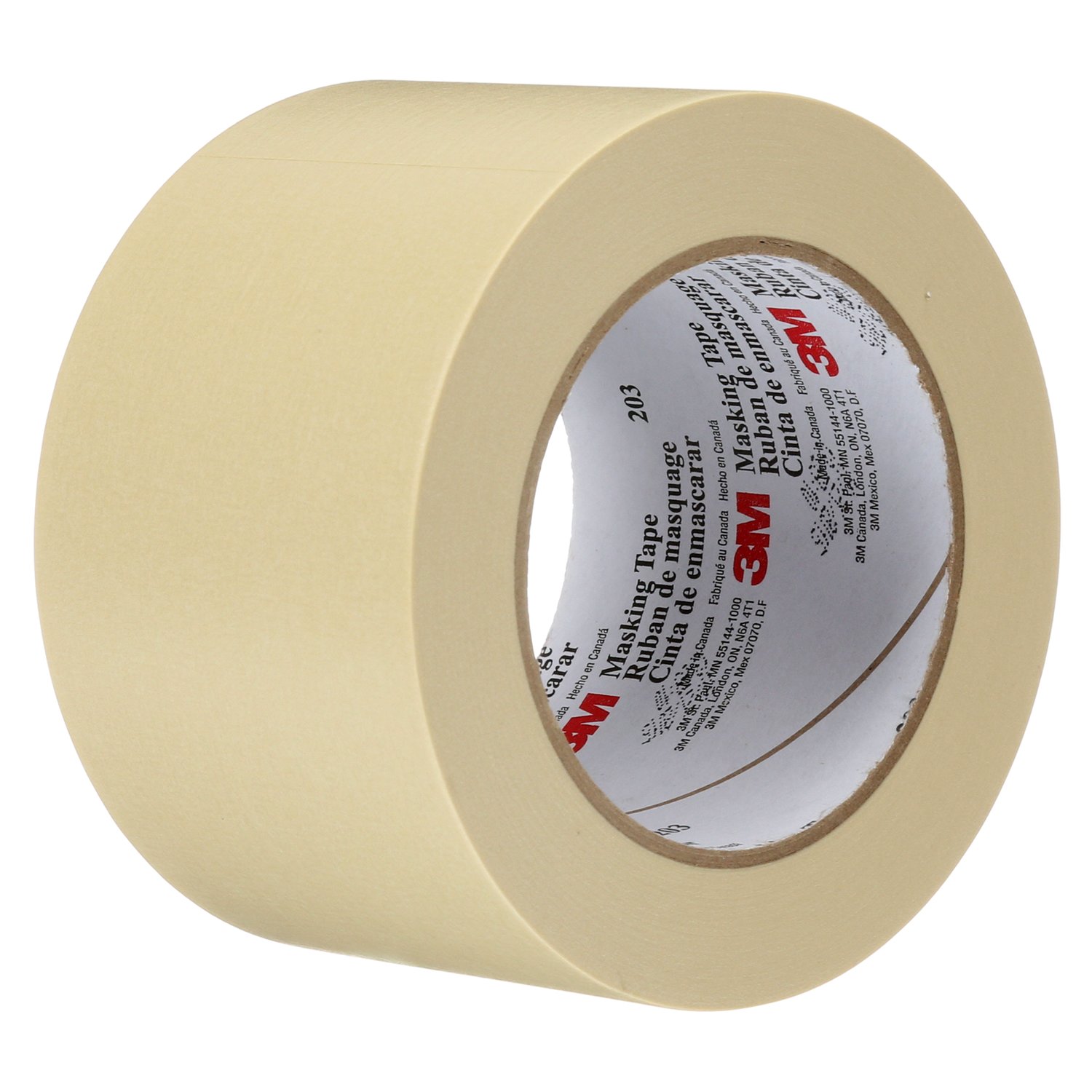 7000124210 - 3M General Purpose Masking Tape 203, Beige, 72 mm x 55 m, 4.7 mil, 12 Roll/Case