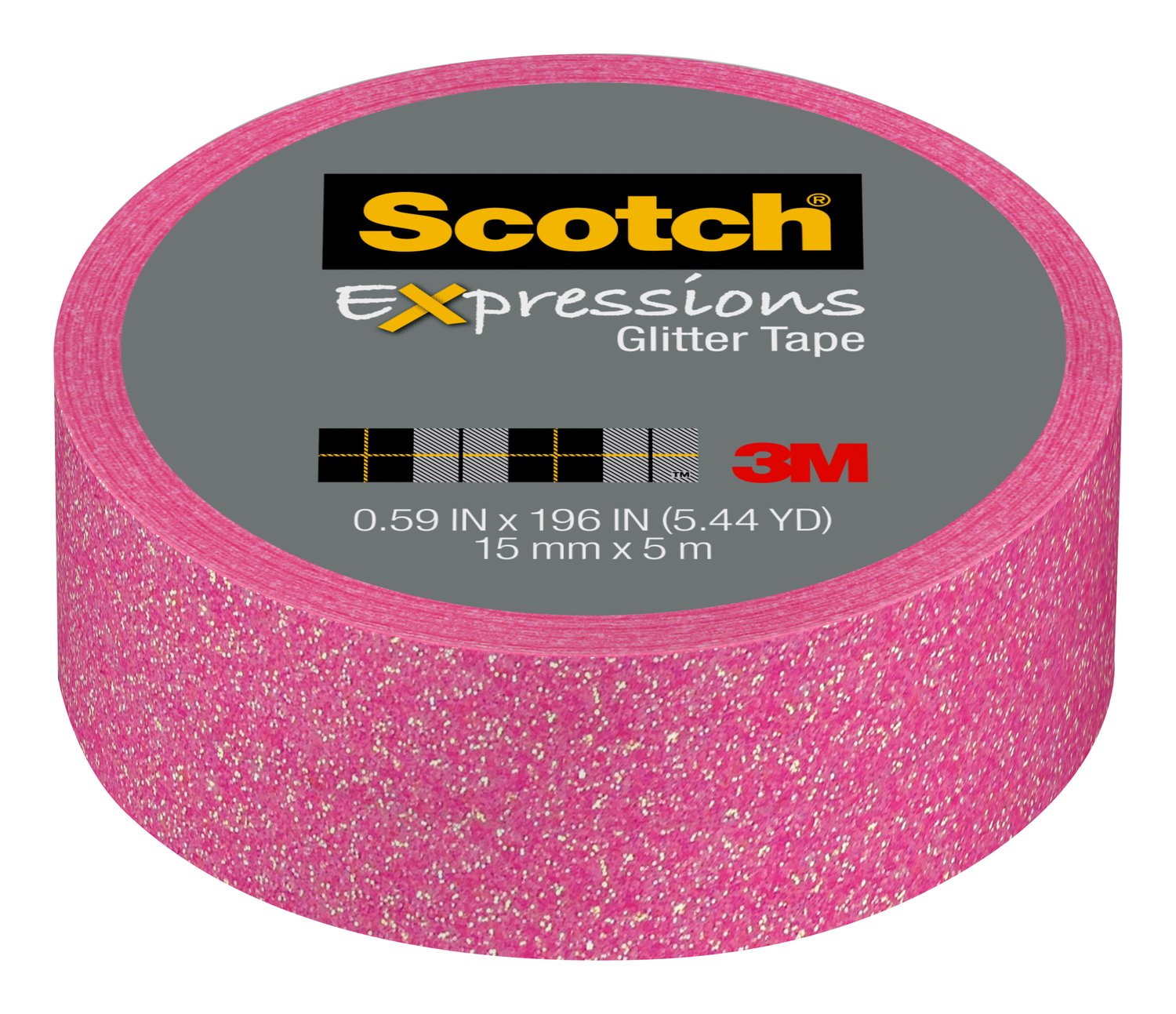 7100078336 - Scotch Expressions Glitter Tape C514-PNK2, .59 in x 196 in (15 mm x 5
m), Pastel Pink Glitter