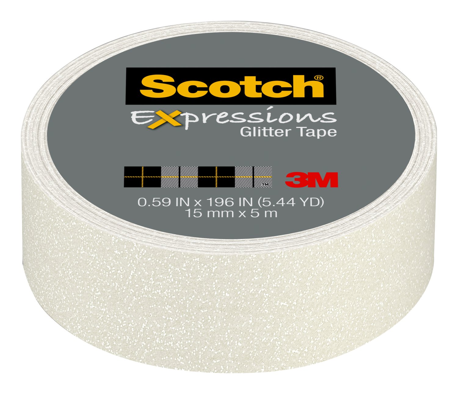 7100078335 - Scotch Expressions Glitter Tape C514-WHT, .59 in x 196 in (15 mm x 5
m), White Glitter