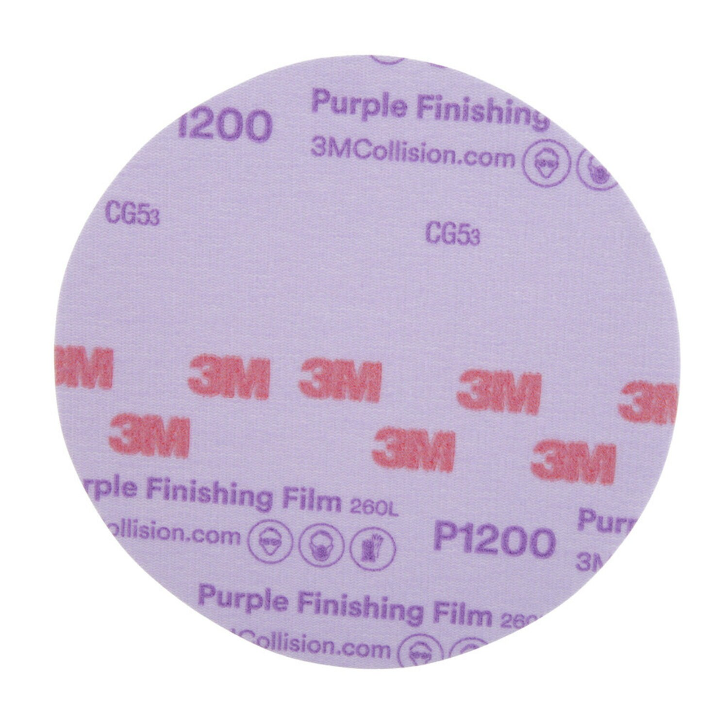7100122780 - 3M Hookit Purple Finishing Film Abrasive Disc 260L, 30668, 6 in, P1200, 50 discs per carton, 4 cartons per case