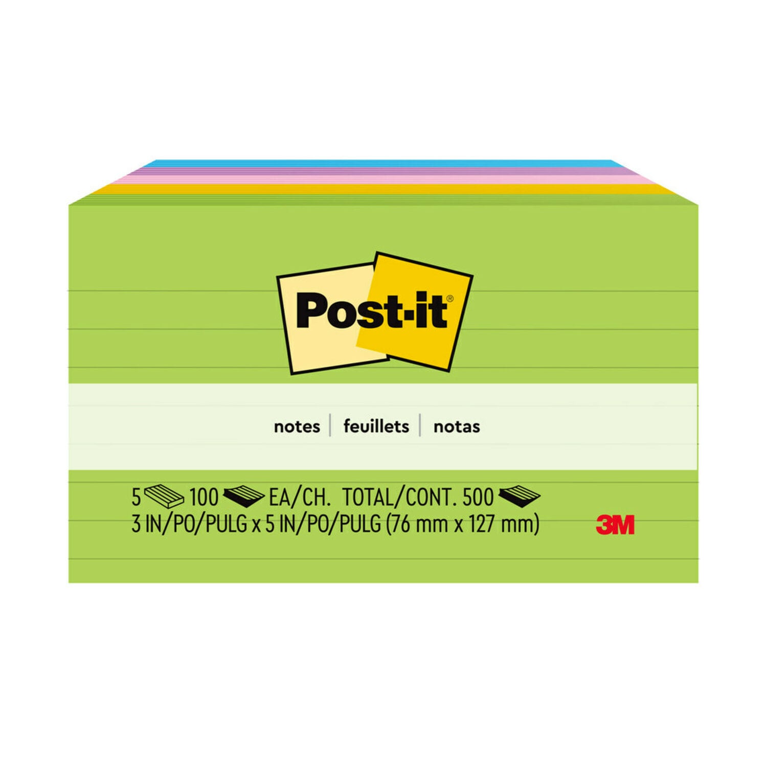7100243766 - Post-it Notes 635-5AU, floral Fantsay Collection, Lined, 3 in x 5 in (76 mm x 127 mm), 100% PEFC, SGSCH-PEFC-COC-110078