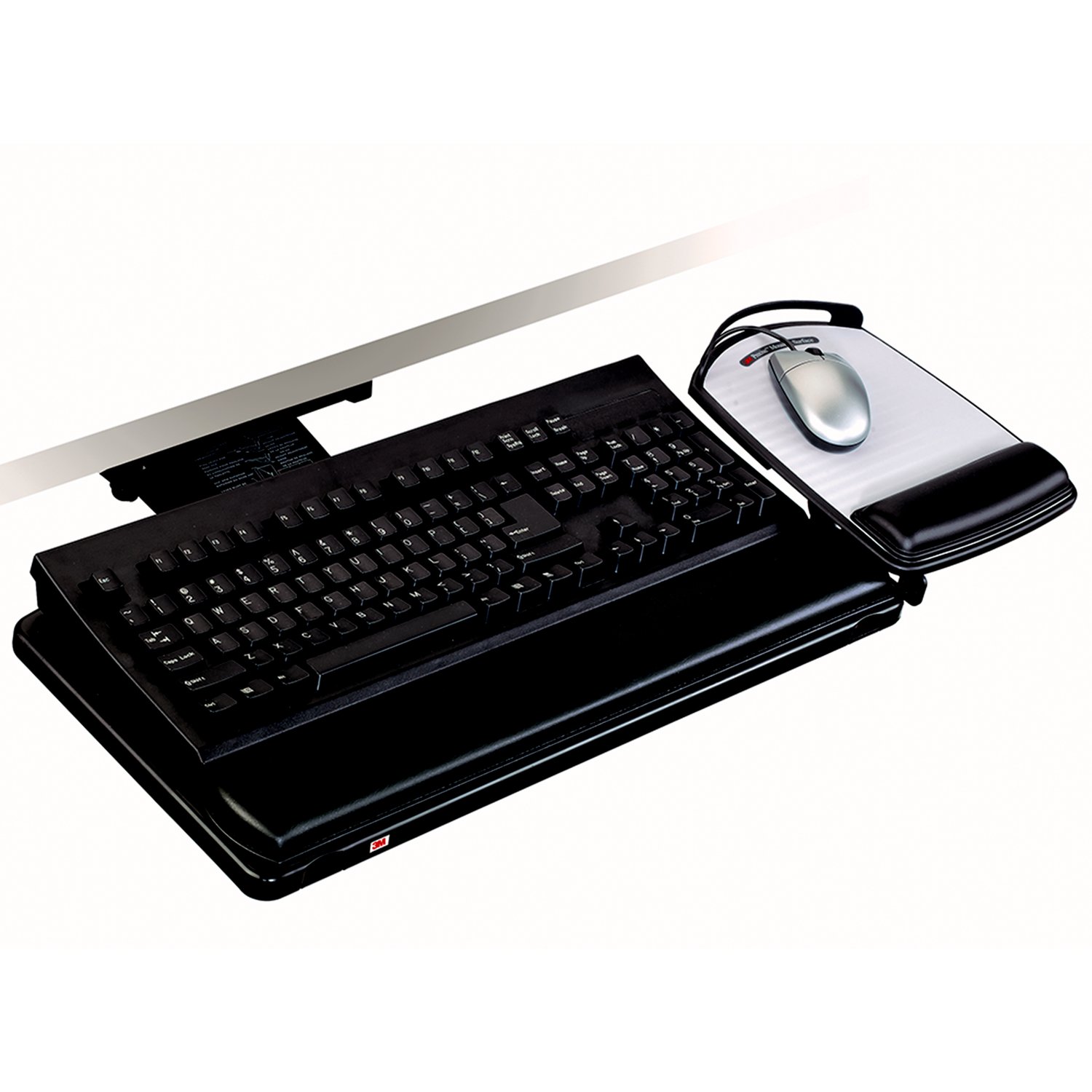 7010332574 - 3M Knob Adjust Keyboard Tray with Adjustable Keyboard and Mouse
Platform, 17.75 in Track, AKT80LE