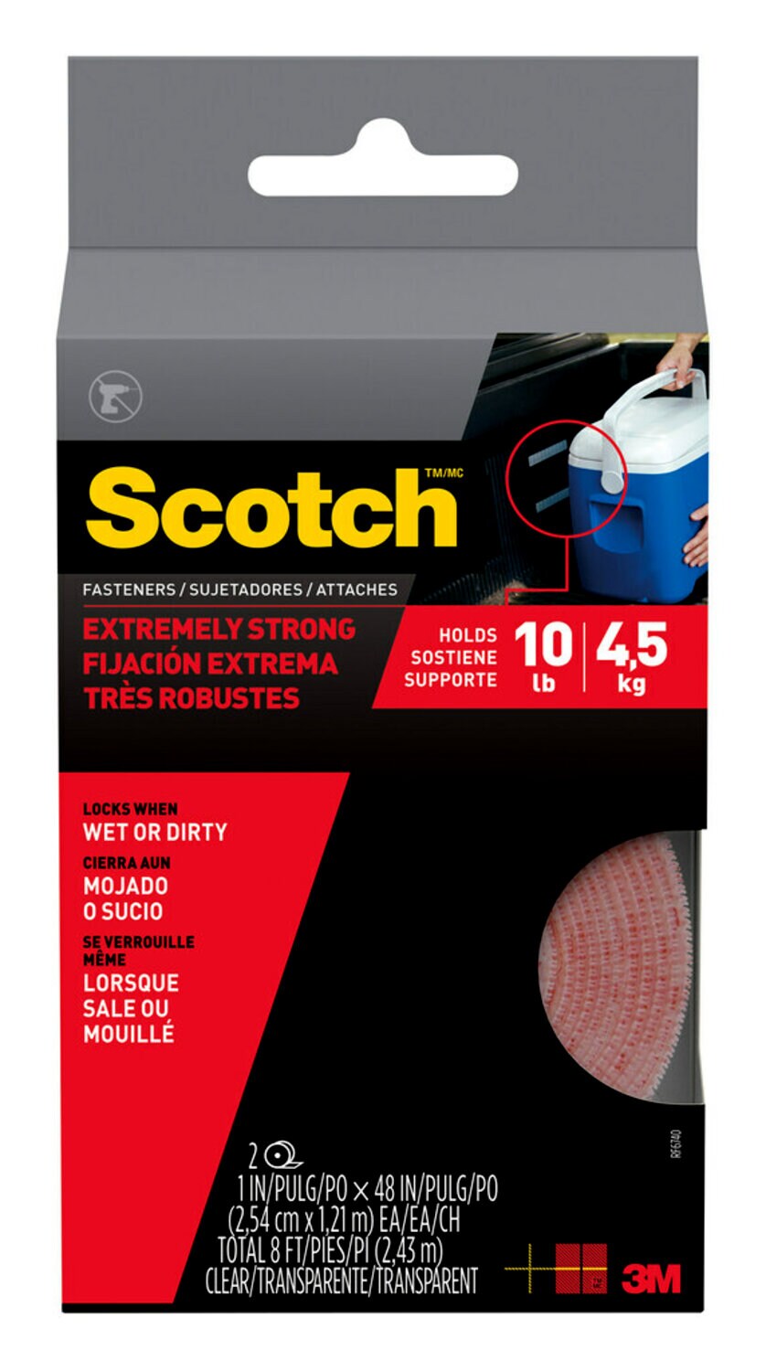 7100110899 - Scotch Extreme Fasteners RF6740, 1 in x 4 ft (25.4 mm x 1.21 m), Clear, 2 Rolls