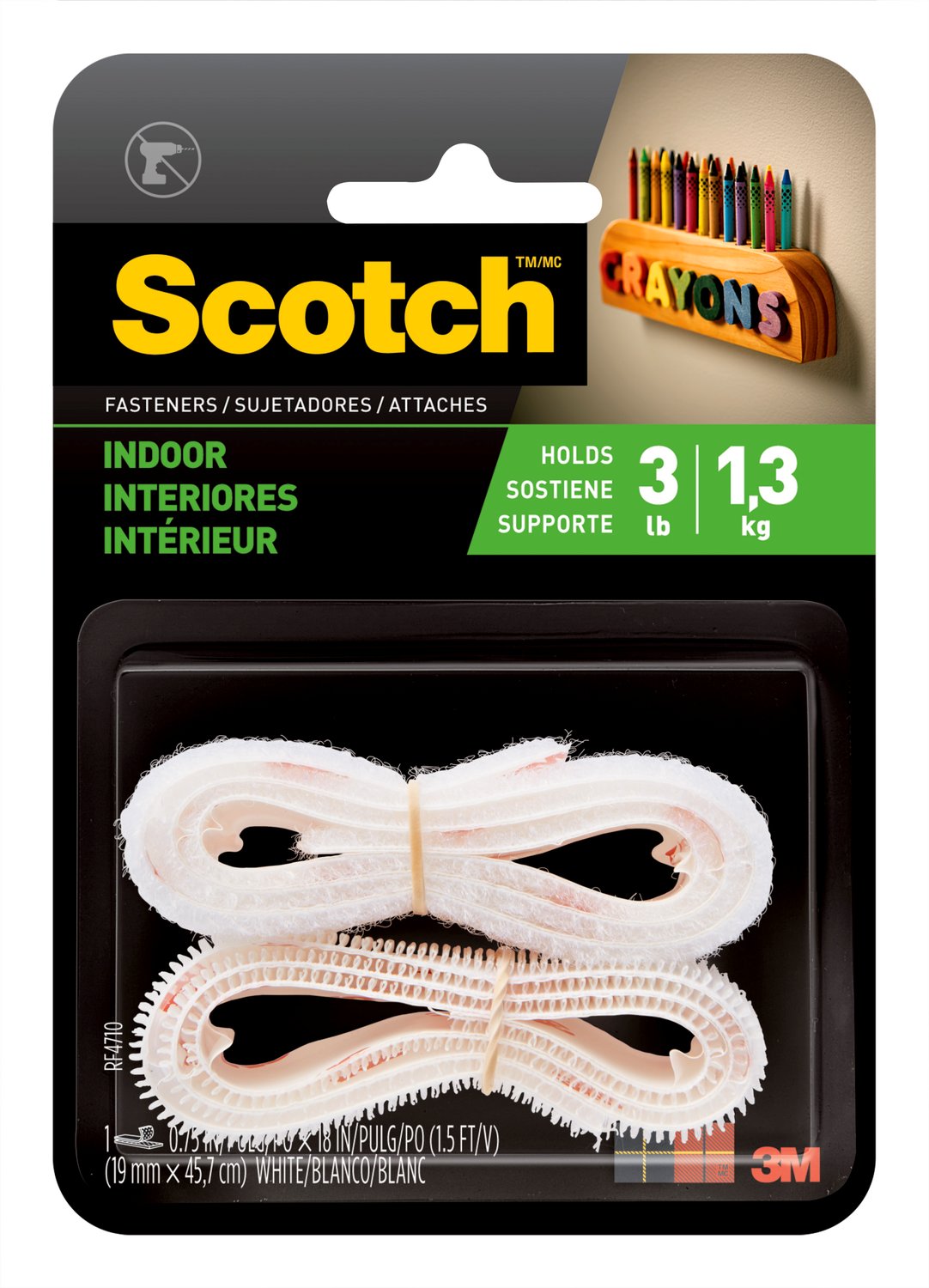 7100093873 - Scotch Indoor Fasteners RF4710, 3/4 in x 1.5ft (19,0 mm x 45,7 cm) White 1 Set of Strips