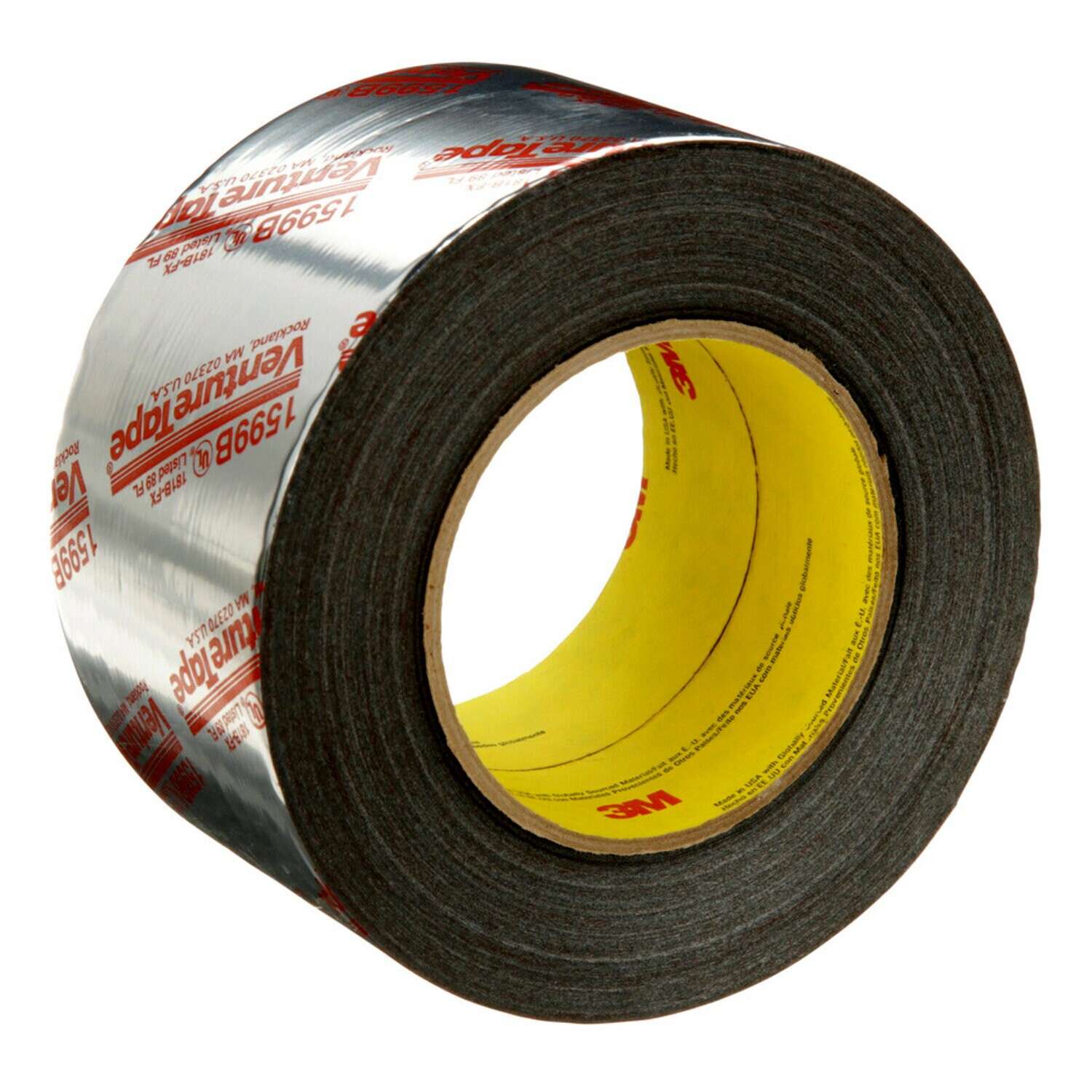 7100043909 - 3M Venture Tape UL181B-FX Polypropylene Duct Tape 1599B, Silver, 72 mm x 109.7 m, 3 mil, 16 Rolls/Case