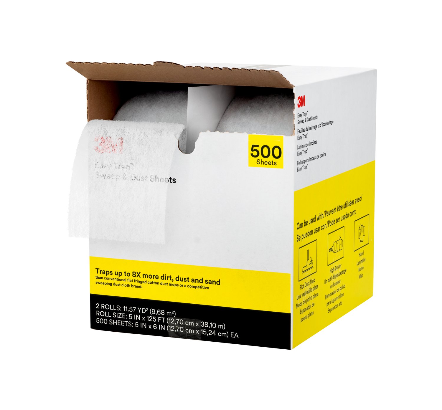 7100081544 - 3M Easy Trap Sweep & Dust Sheets, 5 in x 6 in, 250 Sheets/Roll, 2 Rolls/Case