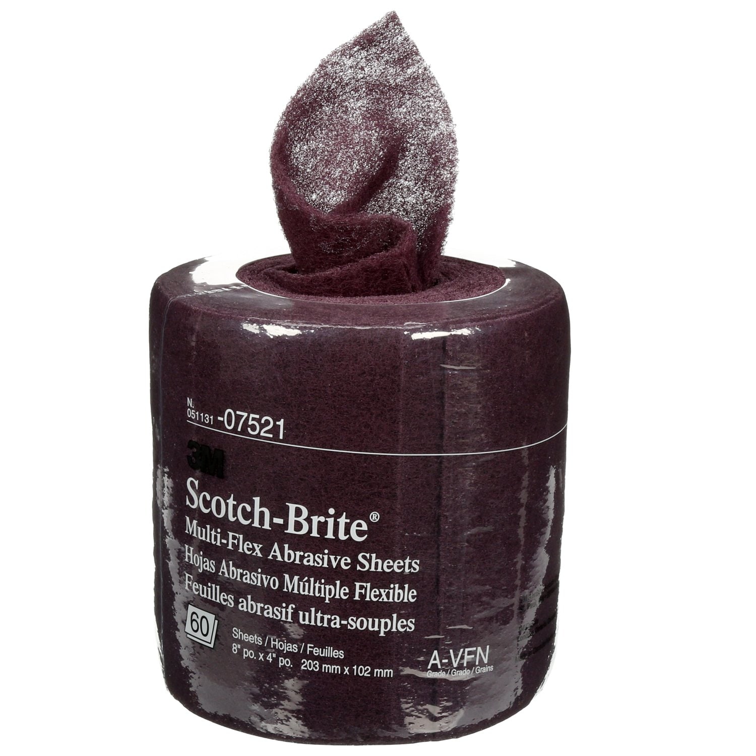 7000120922 - Scotch-Brite Multi-Flex Sheet Roll, MX-SR, 07521, A/O Very Fine, 8 in x 20 ft, 60 Sheets/Roll, 4 Rolls/Case