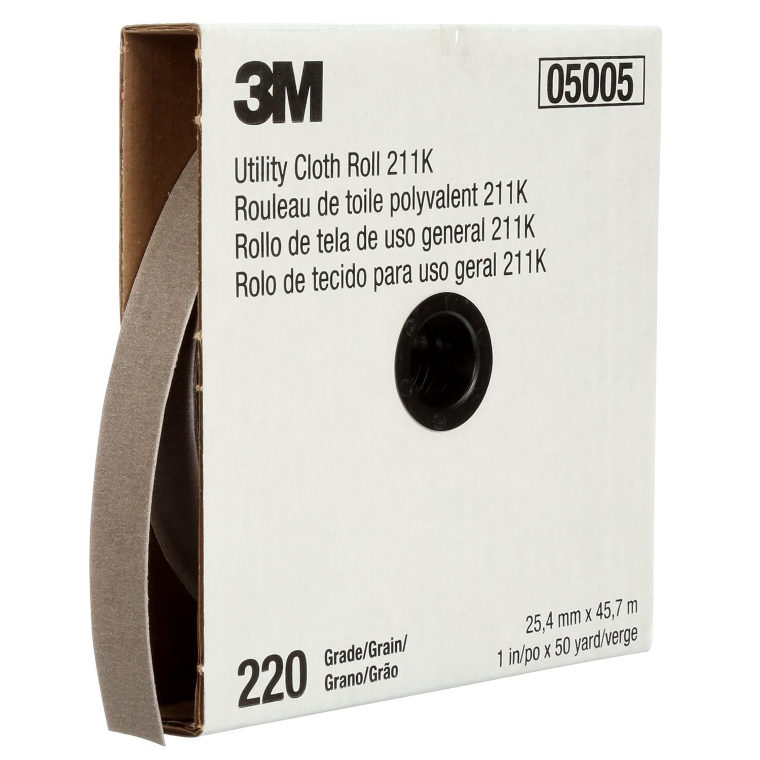 7000118345 - 3M Utility Cloth Roll 211K, 220 J-weight, 2 in x 50 yd, 5 ea/Case
