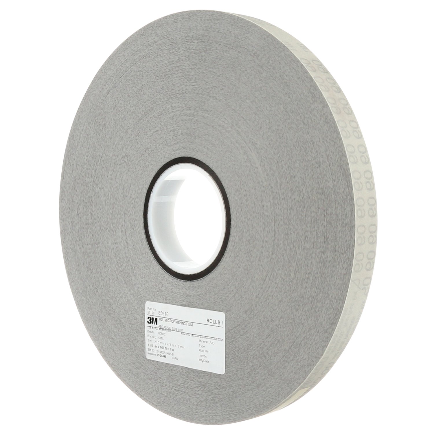 7100049027 - 3M Microfinishing Film Roll 372L, 9 Mic 5MIL, Config