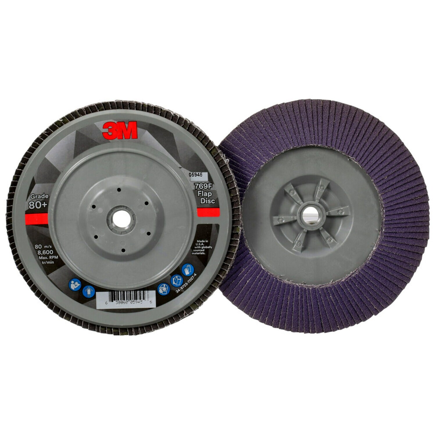 7100177901 - 3M Flap Disc 769F, 80+, T29 Quick Change, 7 in x 5/8 in-11, 5 ea/Case