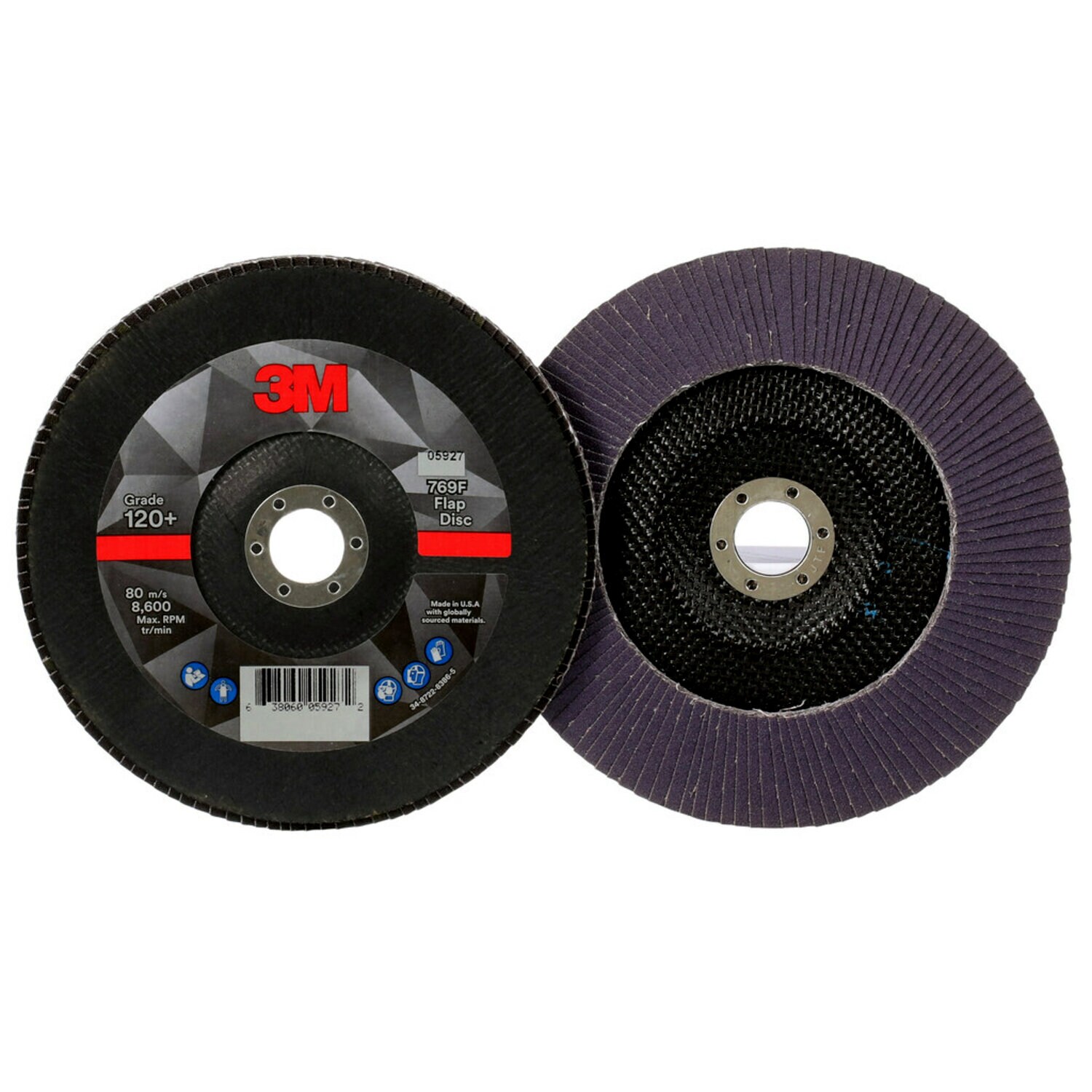 7100178089 - 3M Flap Disc 769F, 120+, T29, 7 in x 7/8 in, 5 ea/Case