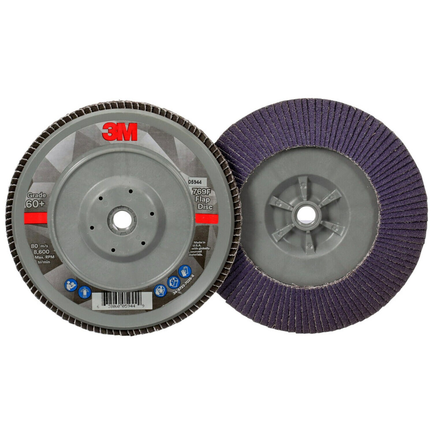 7100177902 - 3M Flap Disc 769F, 60+, T29 Quick Change, 7 in x 5/8 in-11, 5 ea/Case