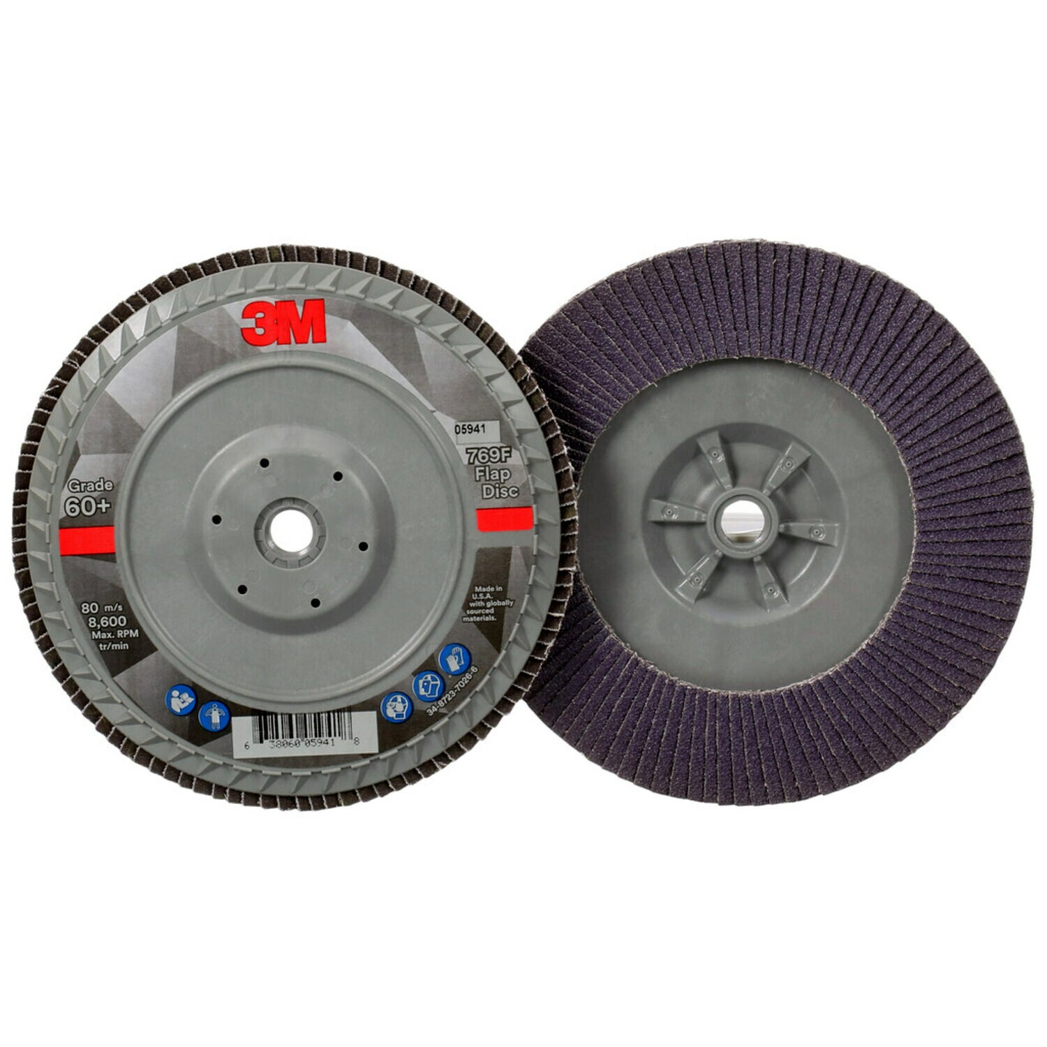 7100178191 - 3M Flap Disc 769F, 60+, T27 Quick Change, 7 in x 5/8 in-11, 5 ea/Case