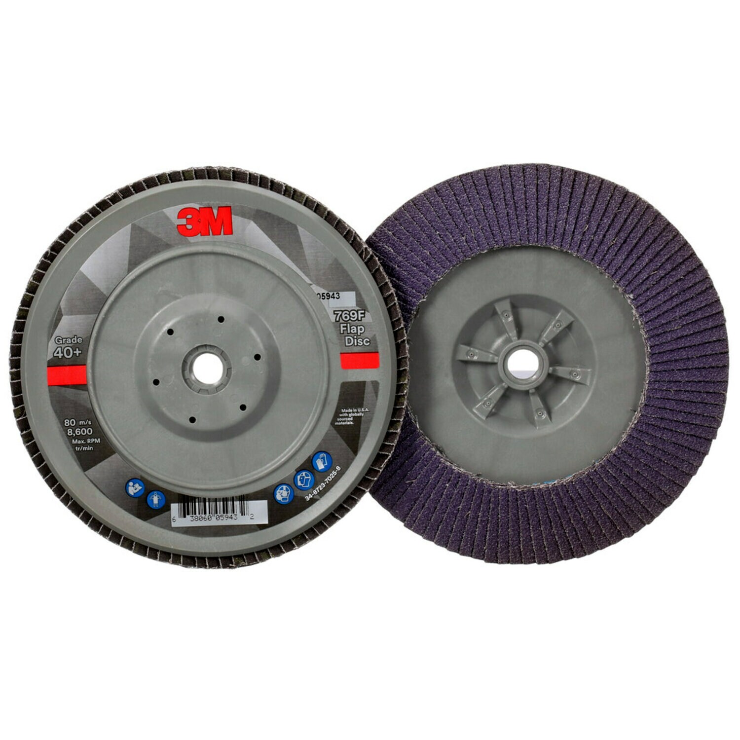 7100178192 - 3M Flap Disc 769F, 40+, T29 Quick Change, 7 in x 5/8 in-11, 5 ea/Case