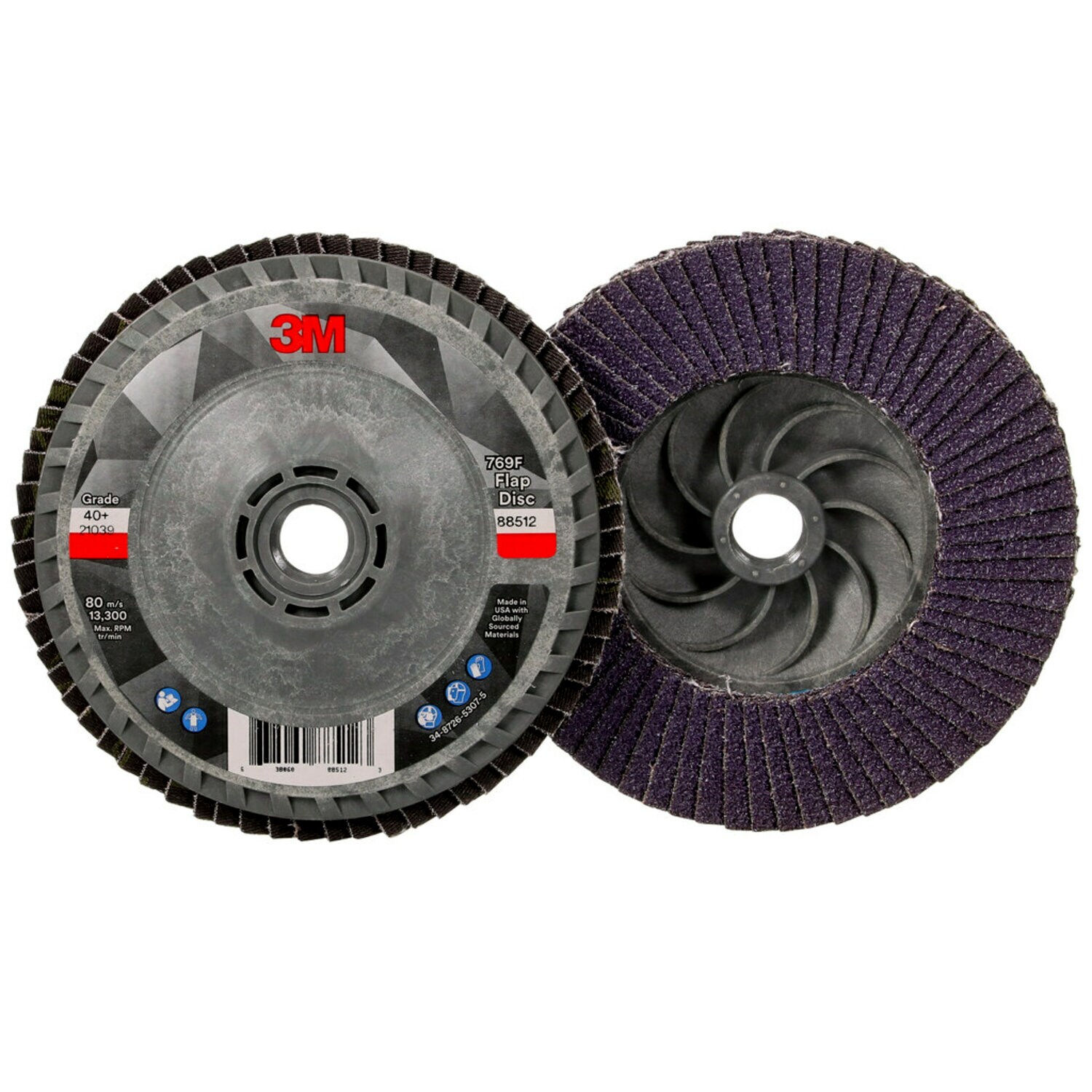 7100244691 - 3M Flap Disc 769F, 40+ YF-weight, T27 Quick Change, 4-1/2 in x 5/8 in -11, 10 ea/Case, Trial Pack
