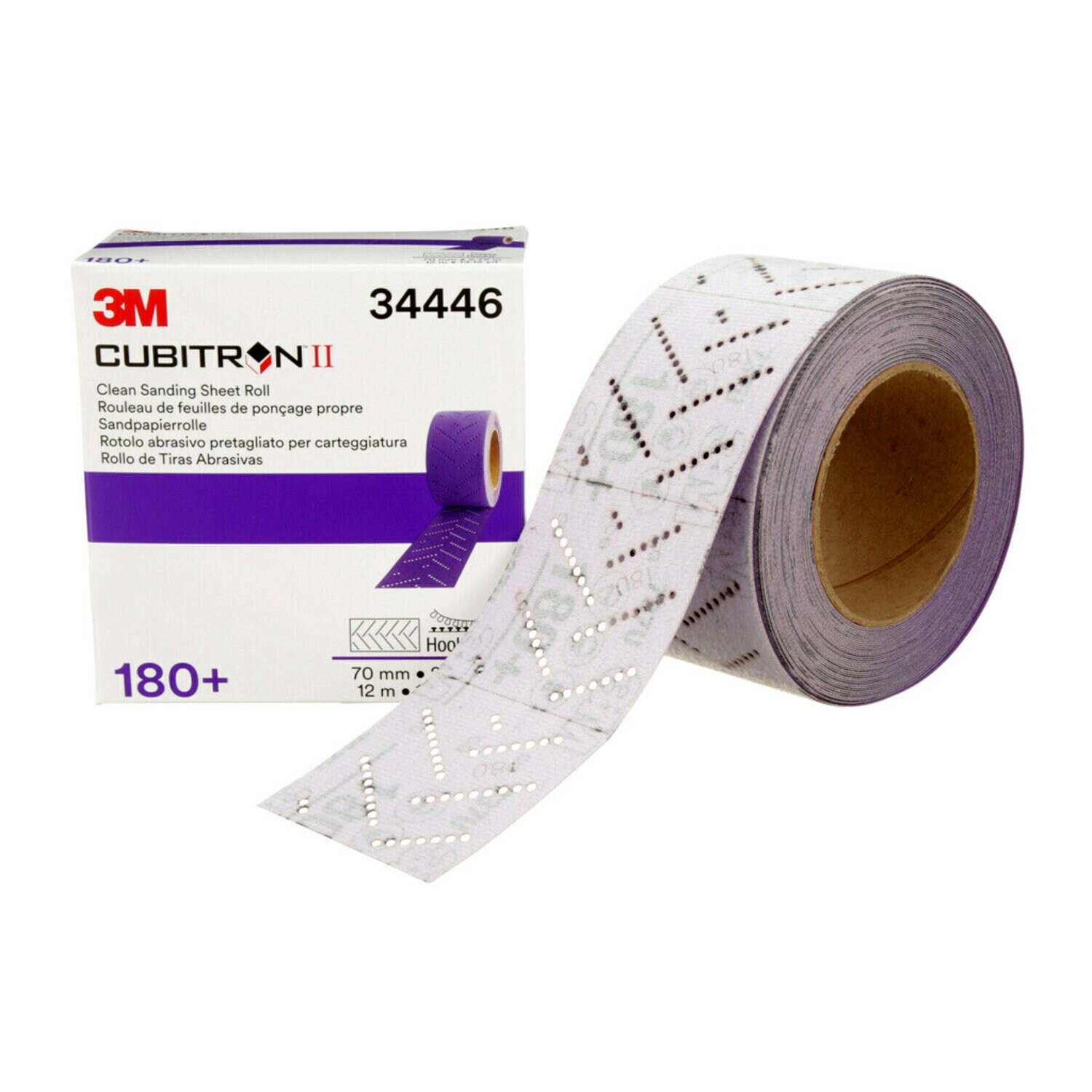 7100155364 - 3M Cubitron II Hookit Clean Sanding Sheet Roll 737U, 34446, 180+, 70 mm x 12 m, 5 Rolls/Case