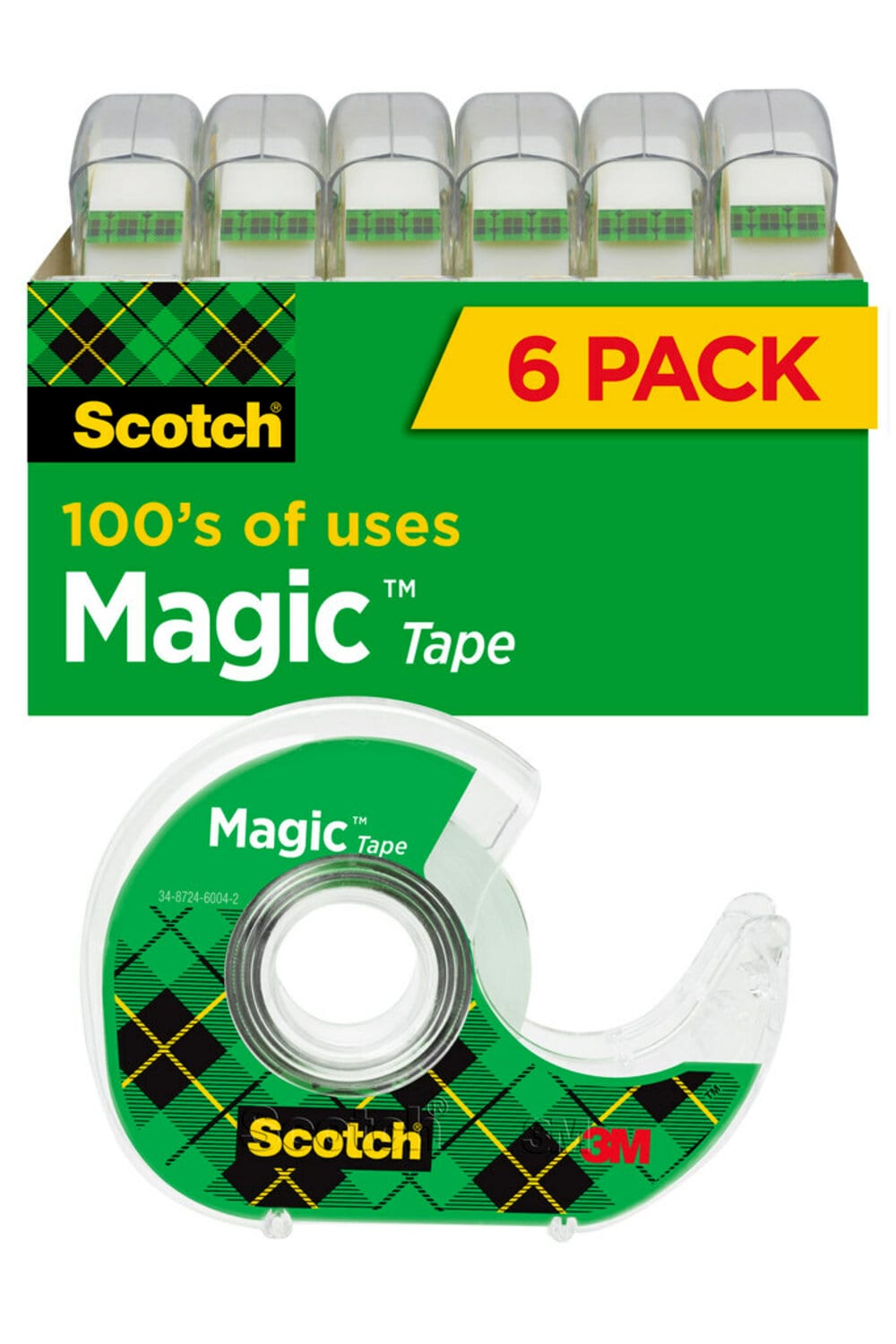 7010296204 - Scotch Magic Tape 6122MP, 3/4 in x 650 in 6 Pack