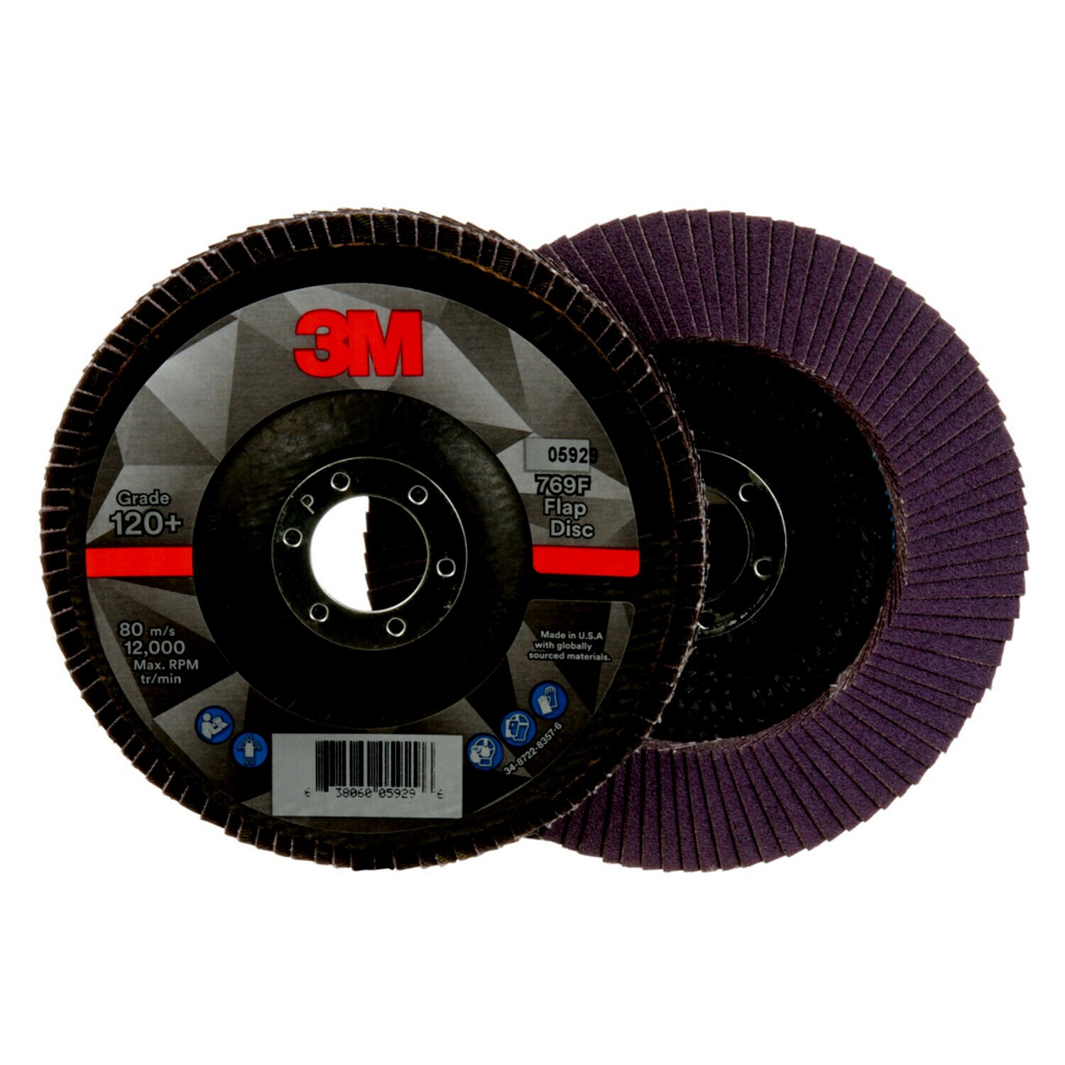 7100177972 - 3M Flap Disc 769F, 120+, T29, 5 in x 7/8 in, 10 ea/Case