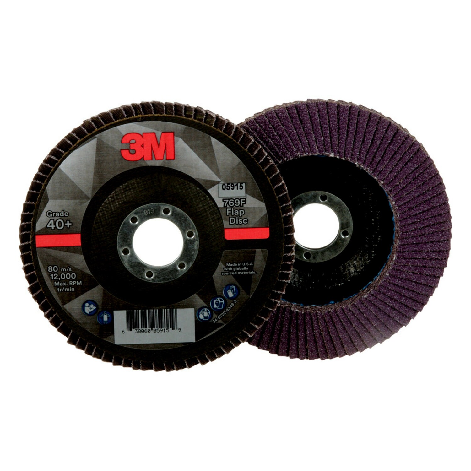 7100178012 - 3M Flap Disc 769F, 40+, T27, 5 in x 7/8 in, 10 ea/Case