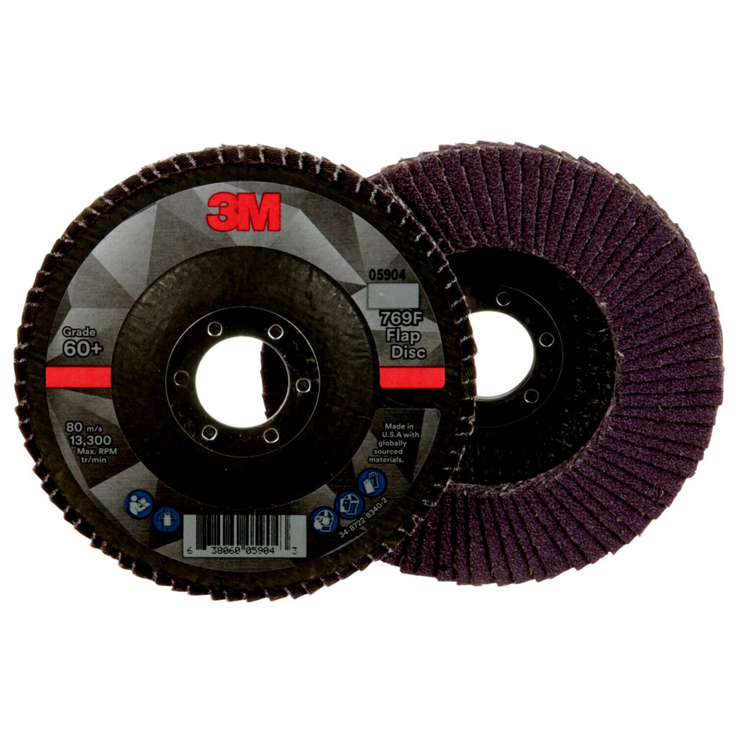 7100178023 - 3M Flap Disc 769F, 60+, T27, 4-1/2 in x 7/8 in, 10 ea/Case
