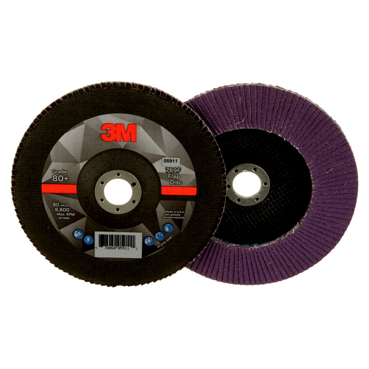 7100178129 - 3M Flap Disc 769F, 80+, T27, 7 in x 7/8 in, 5 ea/Case