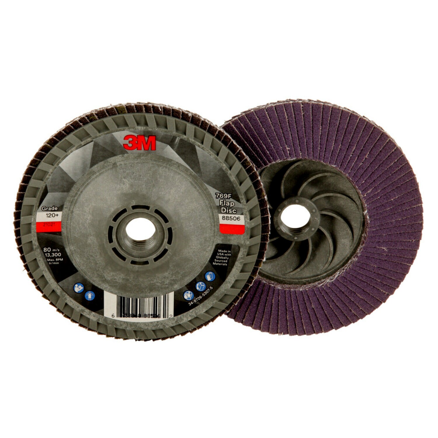 7100242990 - 3M Flap Disc 769F, 120+, T29 Quick Change, 4-1/2 in x 5/8 in-11, 10 ea/Case