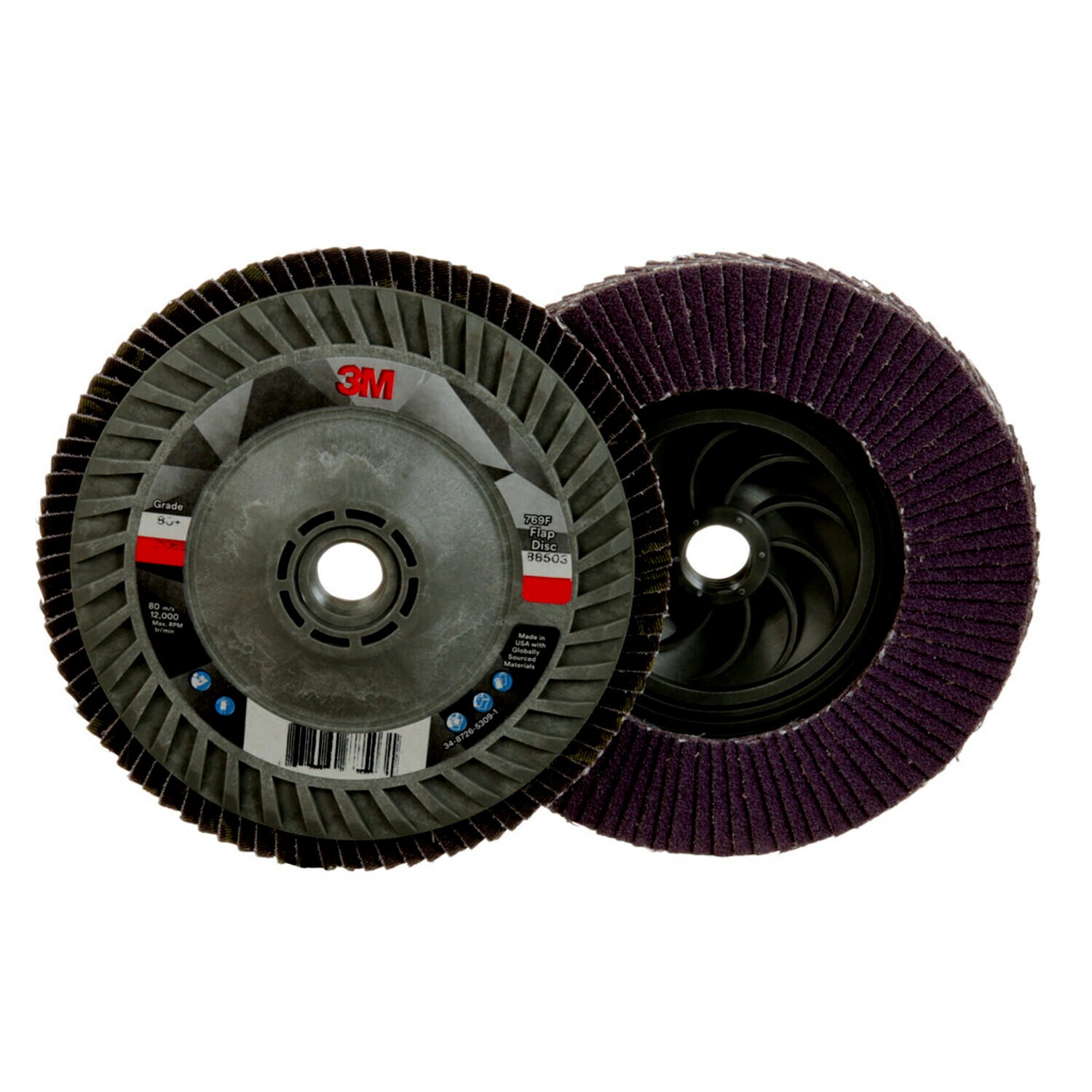 7100243782 - 3M Flap Disc 769F, 80+, T27 Quick Change, 5 in x 5/8 in-11, 10 ea/Case