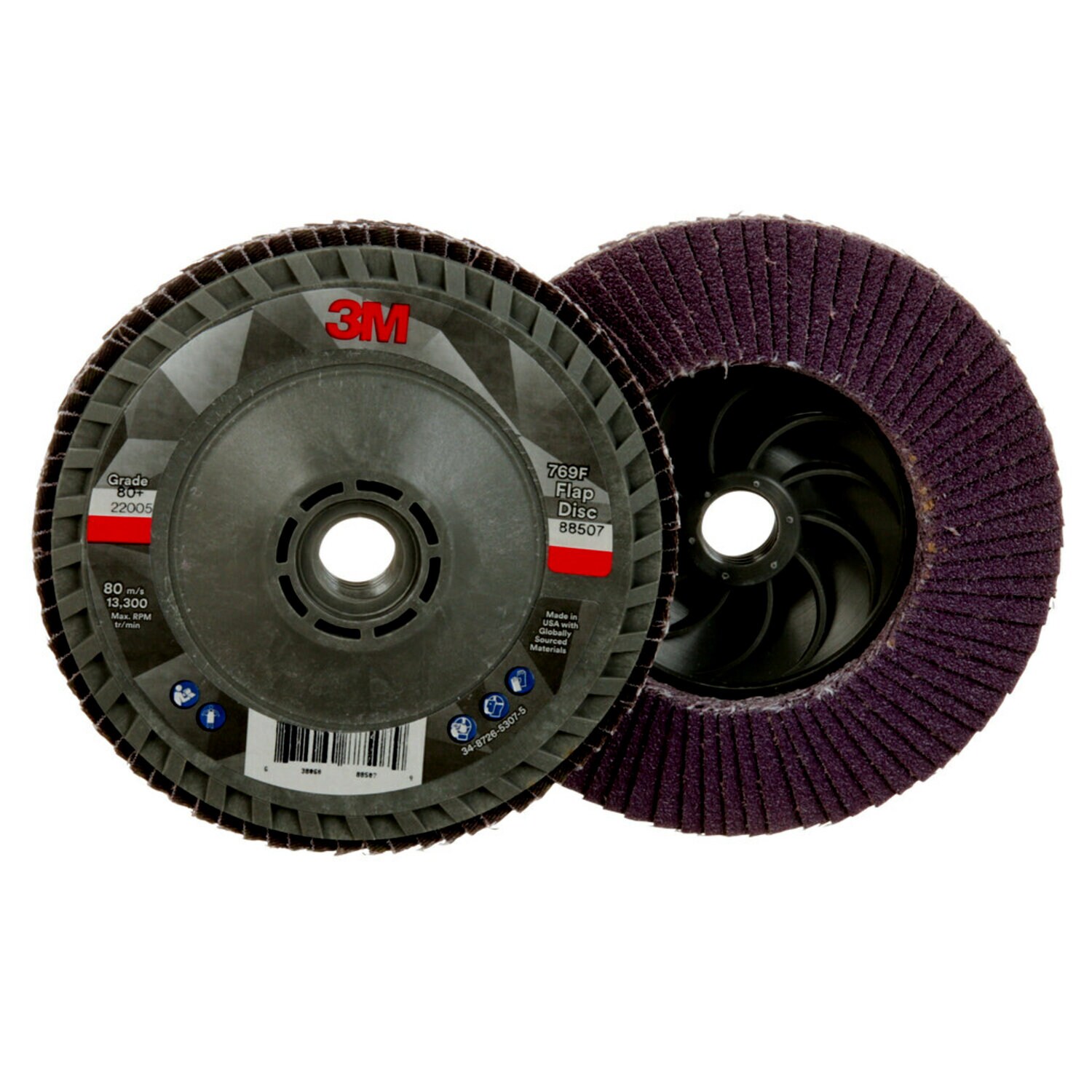 7100243873 - 3M Flap Disc 769F, 80+, T29 Quick Change, 4-1/2 in x 5/8 in-11, 10 ea/Case