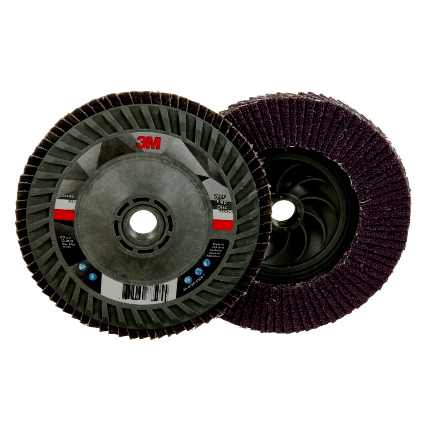 7100243883 - 3M Flap Disc 769F, 40+, T27 Quick Change, 5 in x 5/8 in-11, 10 ea/Case