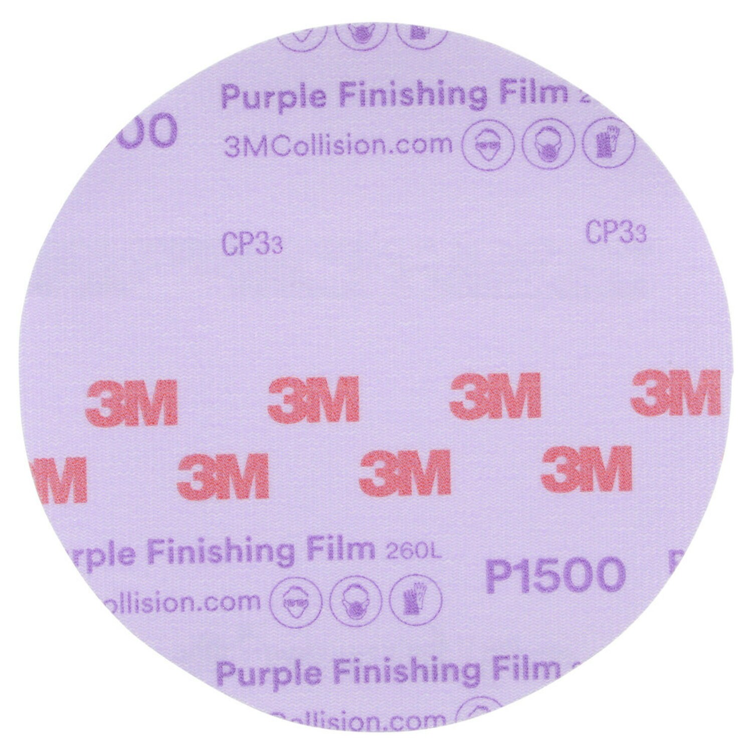 7100122795 - 3M Hookit Purple Finishing Film Abrasive Disc 260L, 30667, 6 in,
P1500, 50 discs per carton, 4 cartons per case