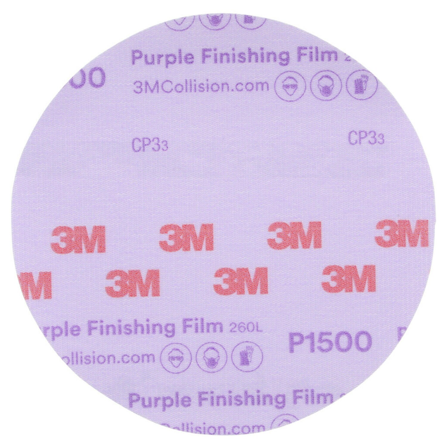 7100122795 - 3M Hookit Purple Finishing Film Abrasive Disc 260L, 30667, 6 in, P1500, 50 discs per carton, 4 cartons per case