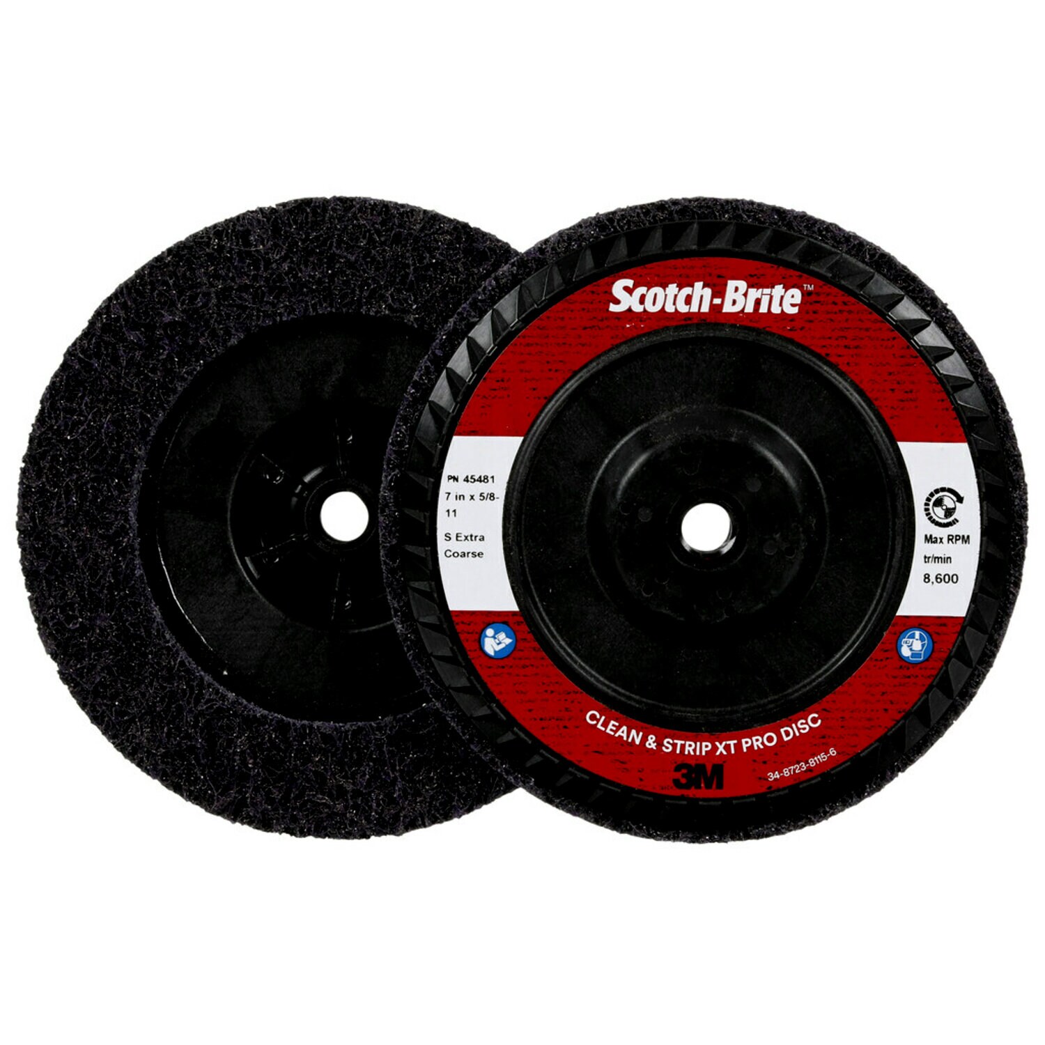 7100175474 - Scotch-Brite Clean and Strip XT Pro Disc, XO-DC, SiC Extra Coarse, Purple, 7 in x 5/8"-11, Type 27, 5 ea/Case