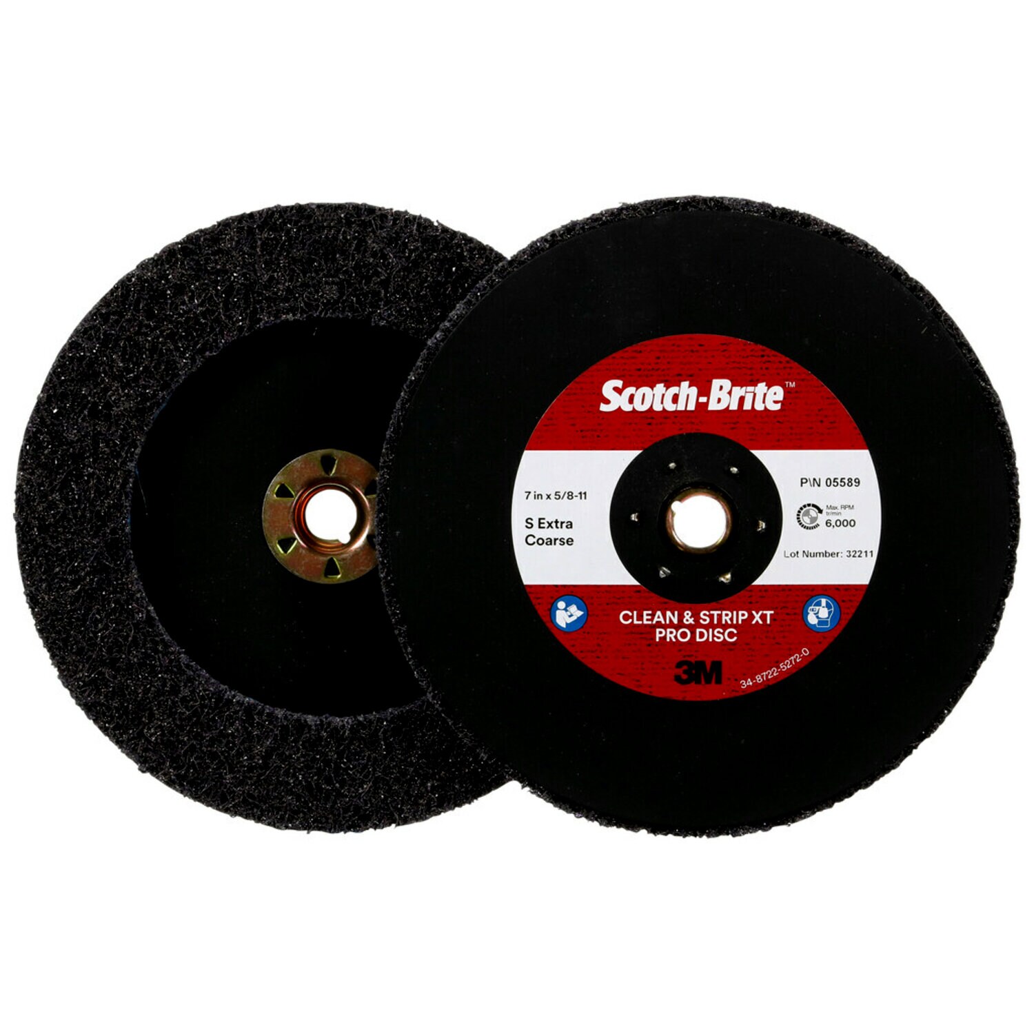 7100175514 - Scotch-Brite Clean and Strip XT Pro TN Quick Change Disc, XO-DN, SiC Extra Coarse, Purple, 7 in x 5/8 in-11, 5 ea/Case