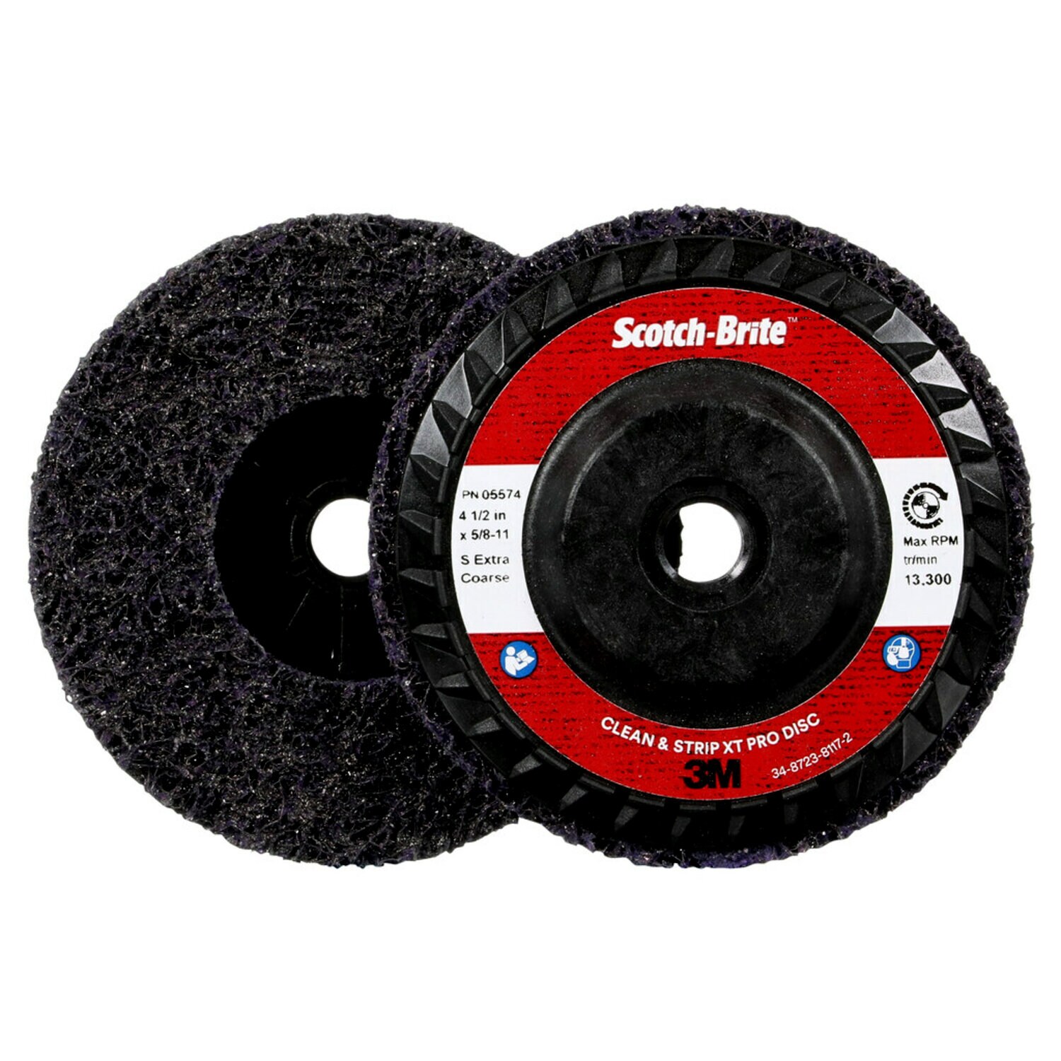 7100176093 - Scotch-Brite Clean and Strip XT Pro Disc, XO-DC, SiC Extra Coarse, Purple, 4-1/2 in x 5/8"-11, Type 27, 10 ea/Case, Single Pack
