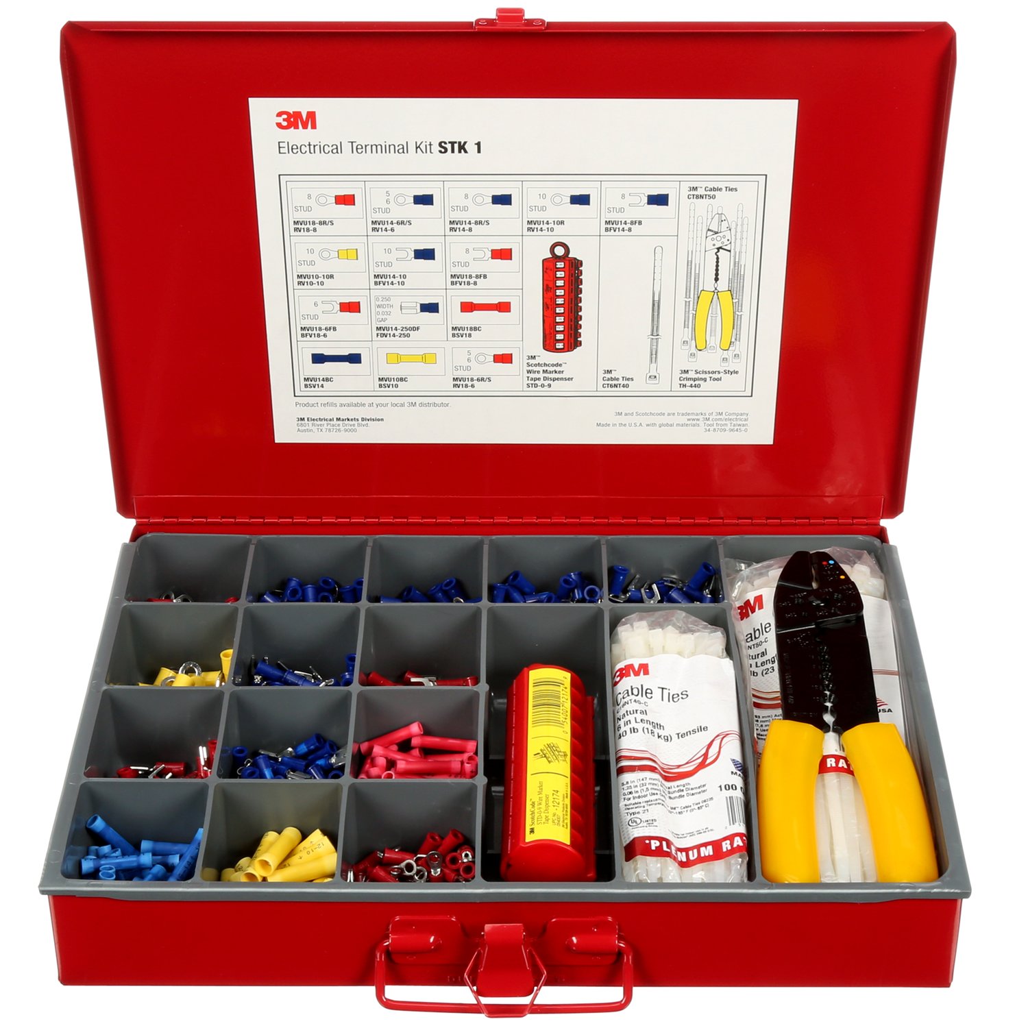 7000036237 - 3M Scotchlok STK-1 Durable Metal Terminal Kit, Red, terminals are rohs 2011/65/eu compliant, 1/Case
