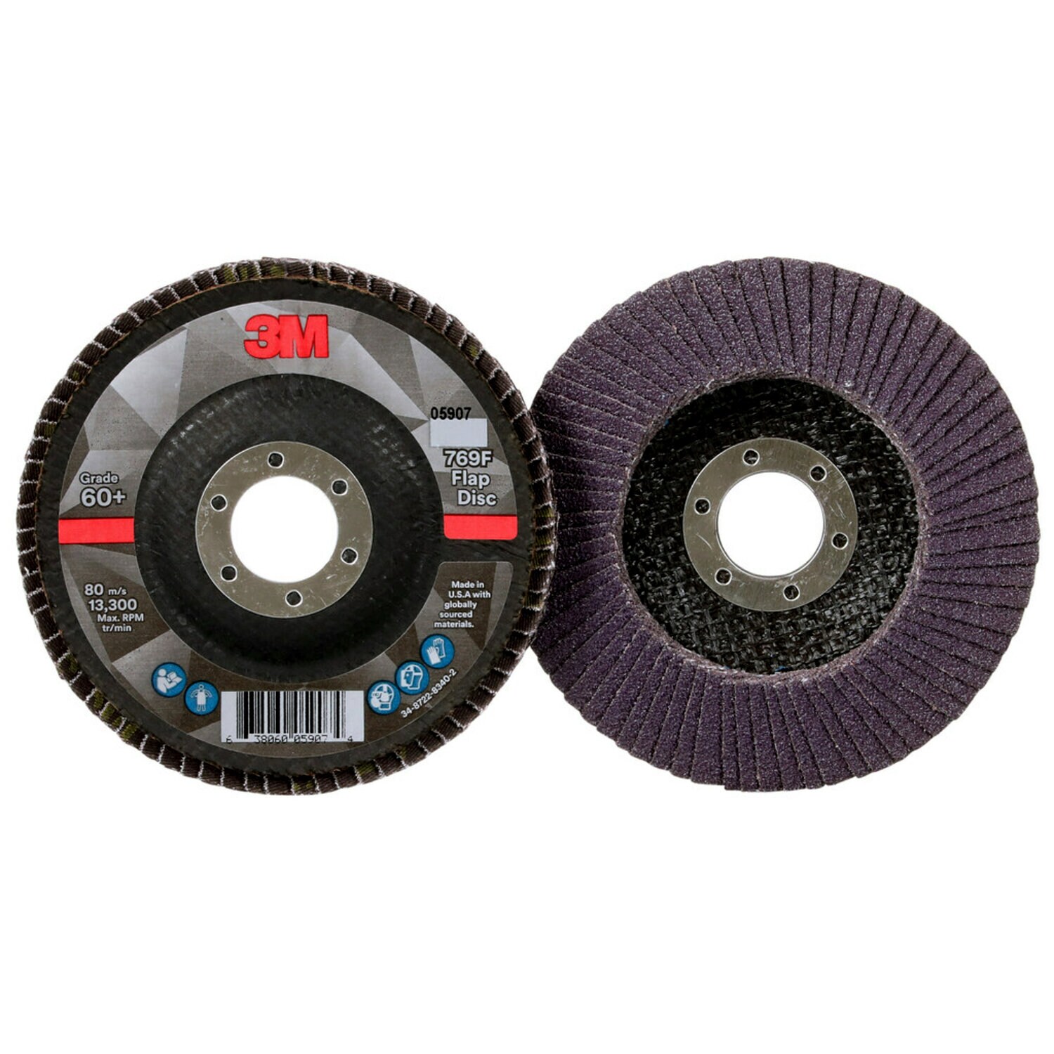 7100178027 - 3M Flap Disc 769F, 60+, T29, 4-1/2 in x 7/8 in, 10 ea/Case