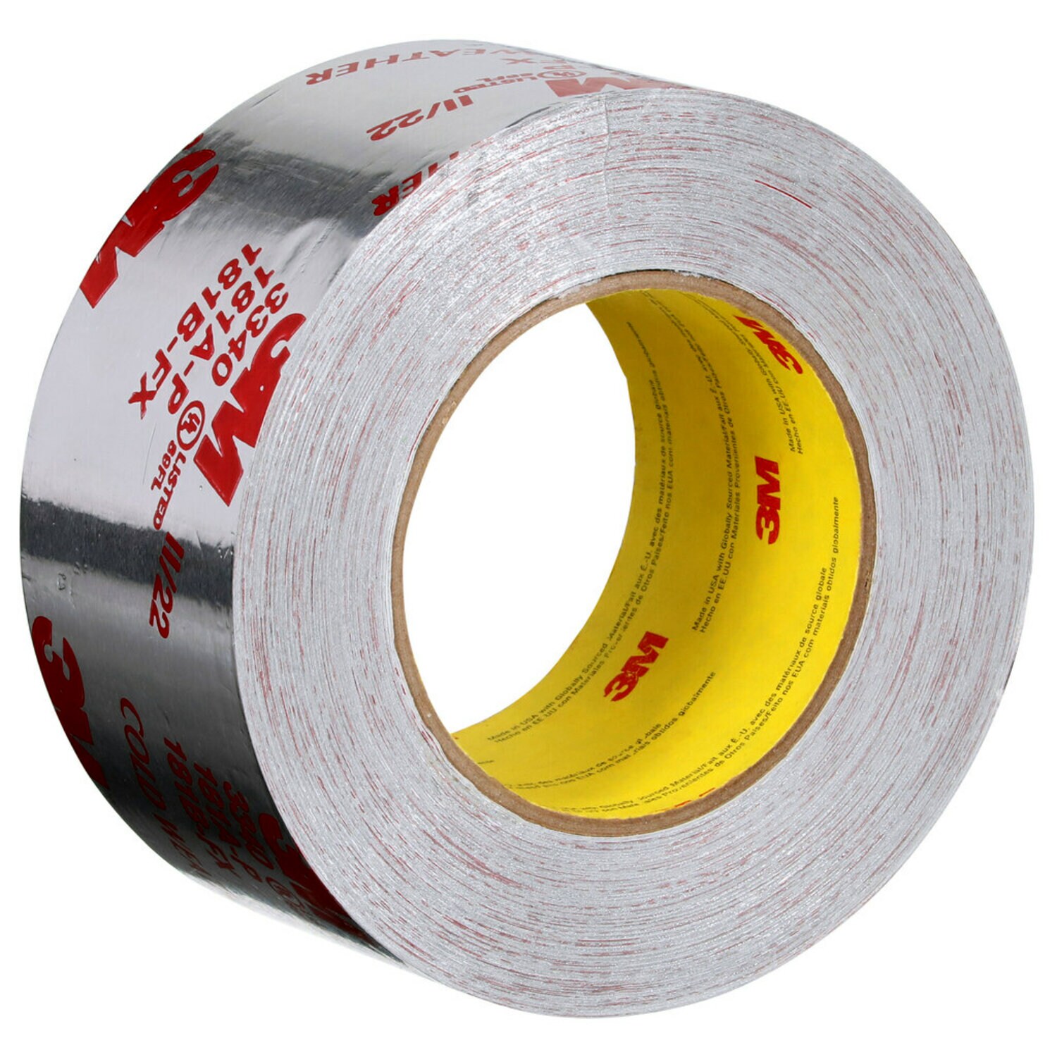 7100189974 - 3M Foil Tape 3340, Silver, 2 1/2 in x 50 yd, 3.9 mil, 20 Rolls/Case