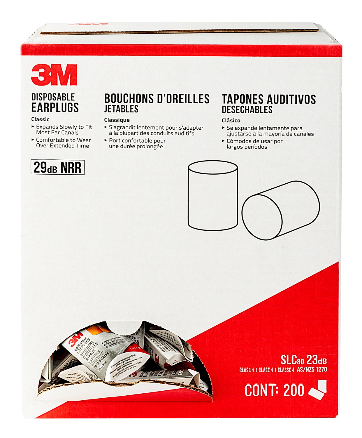 7100171311 - 3M Disposable Classic Earplugs, 90581H200-C, 1 pair/pack, 200 packs/case