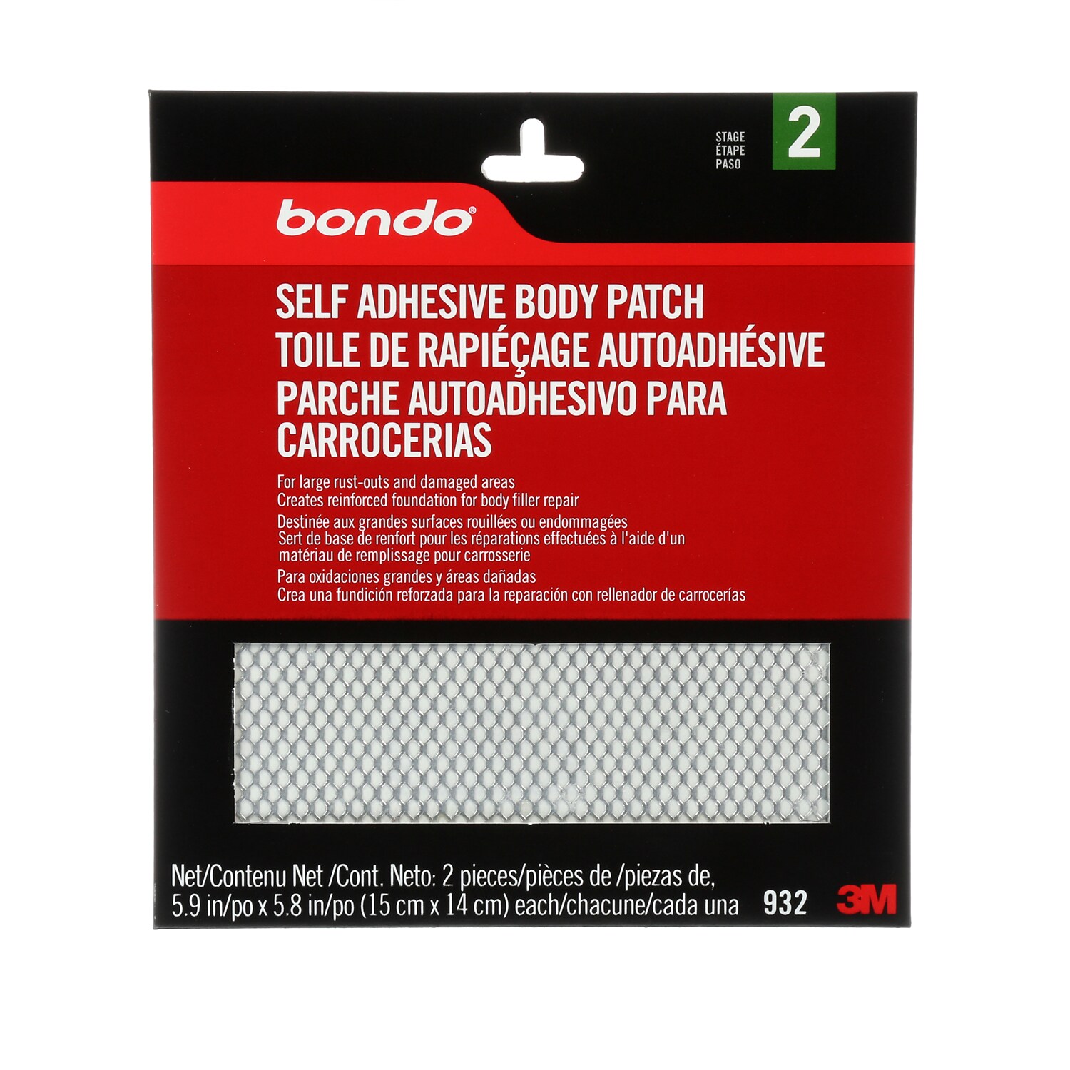7100158702 - Bondo Self Adhesive Body Patch, 932SRP, 2 per pack, 4 packs per case