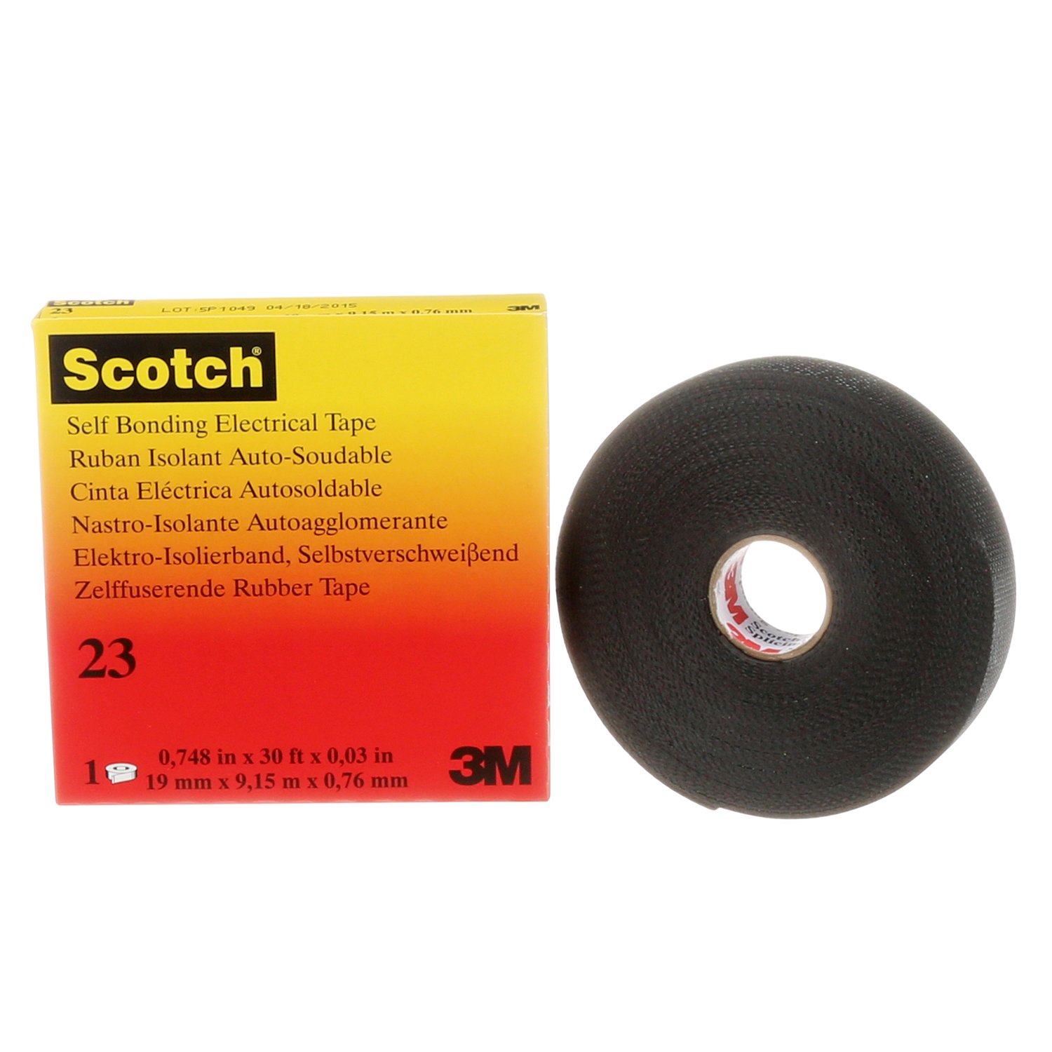 7000007286 - Scotch Rubber Splicing Tape 23, 3/4 in x 30 ft, Black, 1 roll/carton, 20 rolls/case